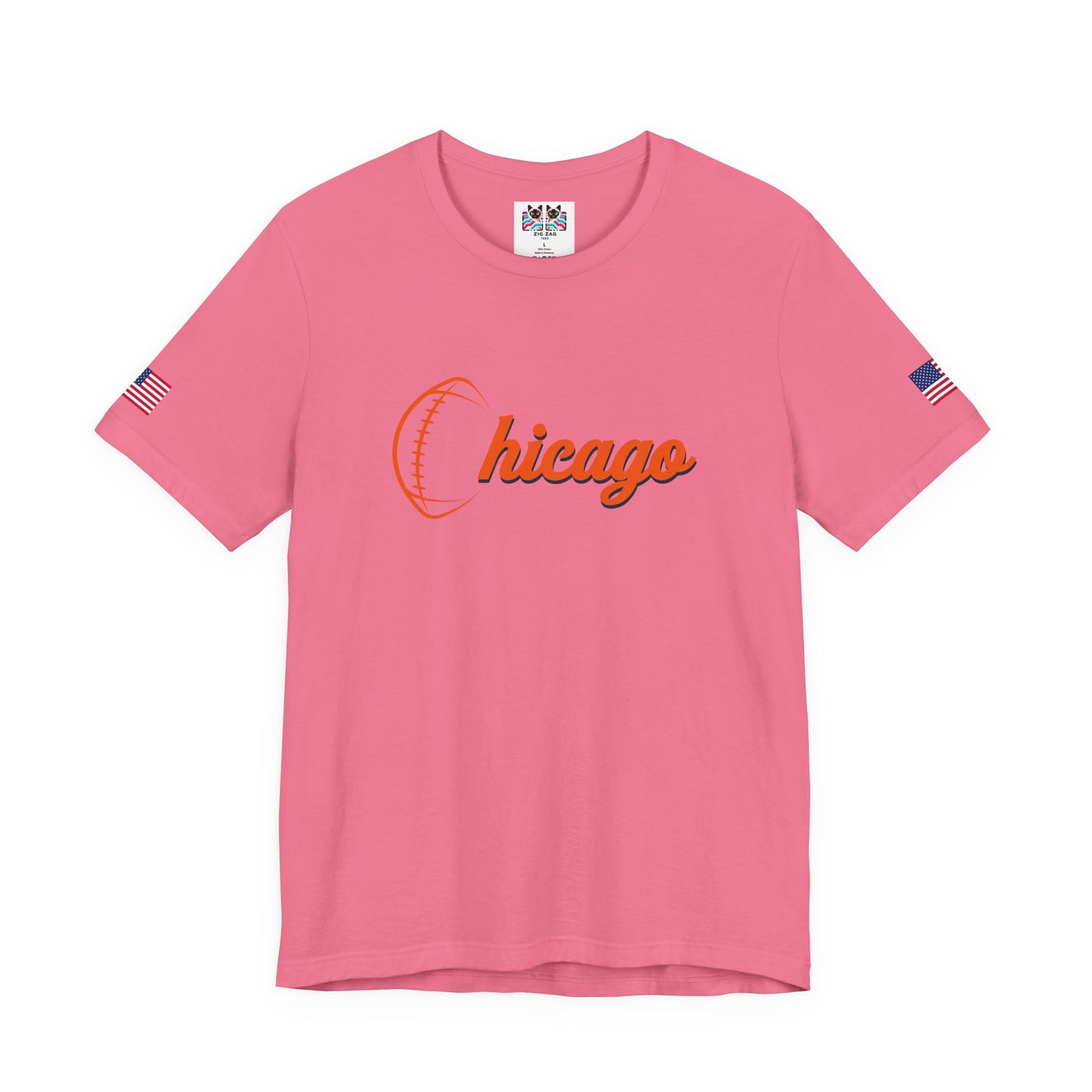 Chicago Football T-Shirt - Simple Orange Script C Bears Colors Minimalist Design