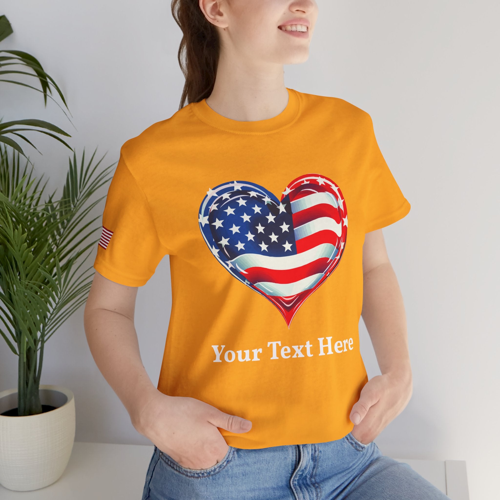 Custom T-Shirt - American Flag Heart T-Shirt – Love USA Patriotic Pride Graphic Tee