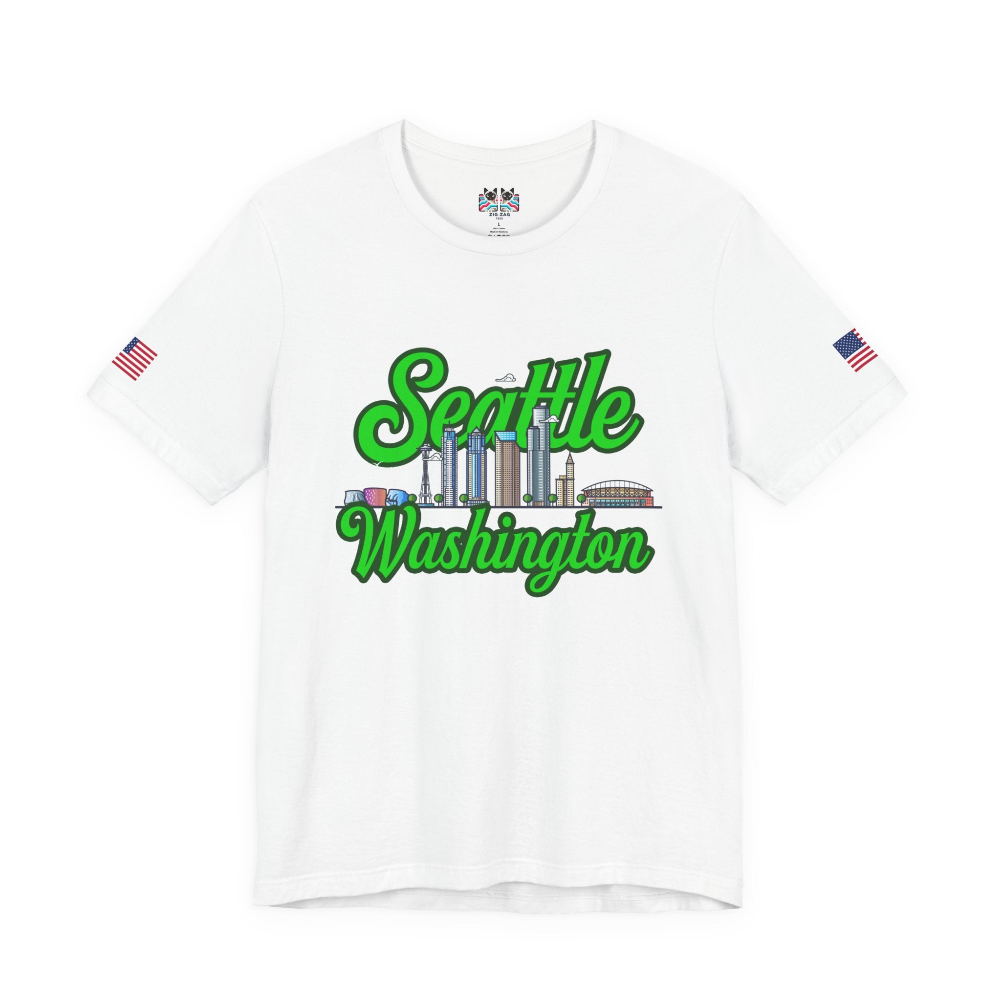 Seattle Washington Retro Script Skyline T-Shirt | Established 1851 Graphic Tee | Pacific Northwest Pride Shirt