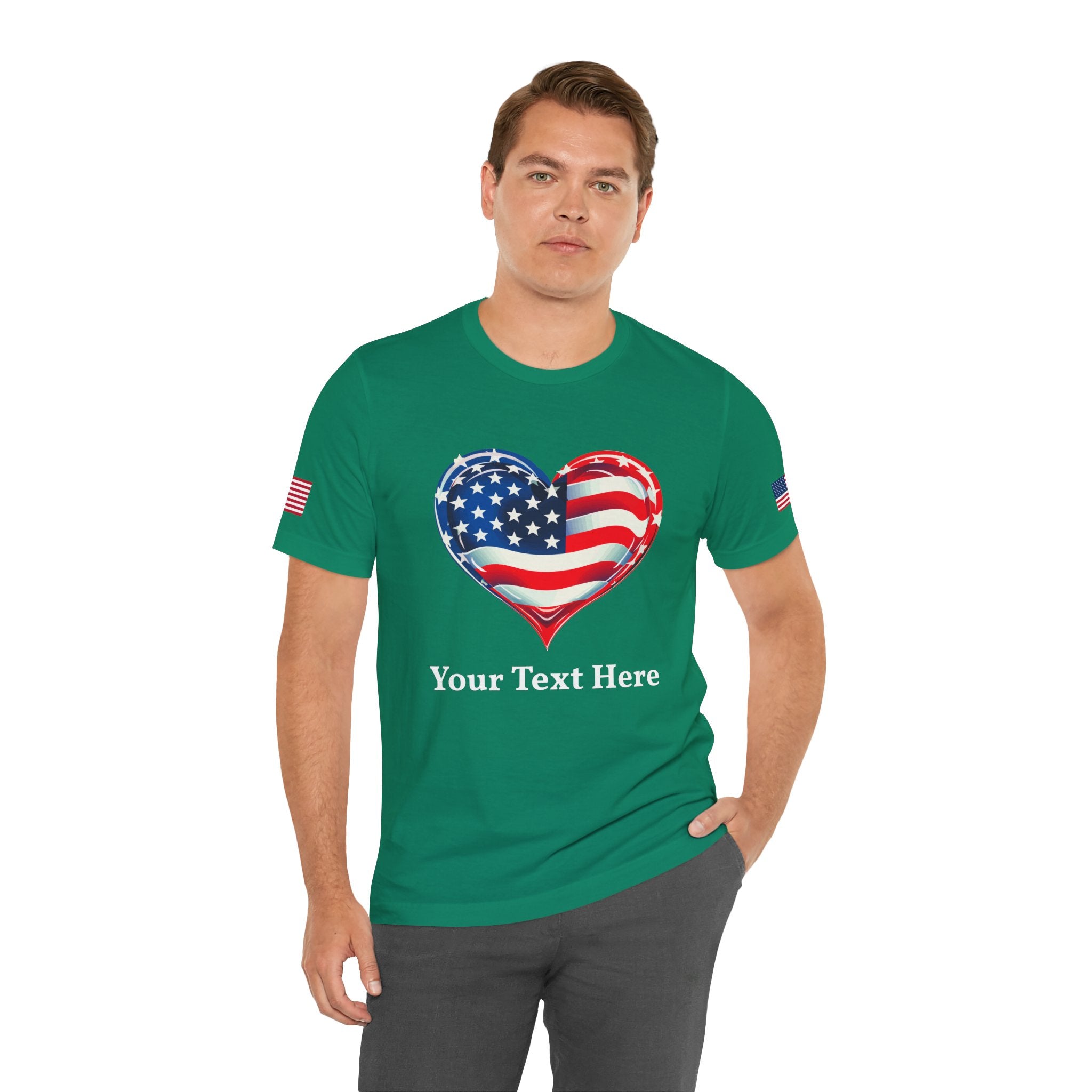 Custom T-Shirt - American Flag Heart T-Shirt – Love USA Patriotic Pride Graphic Tee