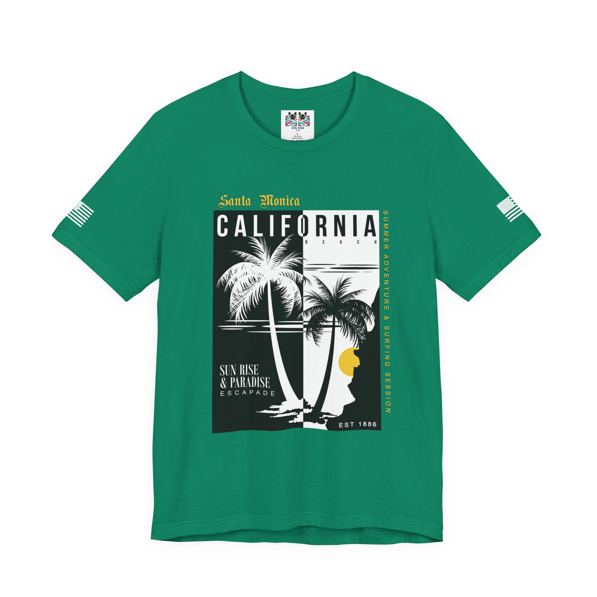 Santa Monica California Beach T-Shirt – Summer Adventure Surfing Session Sun Rise Paradise Tee