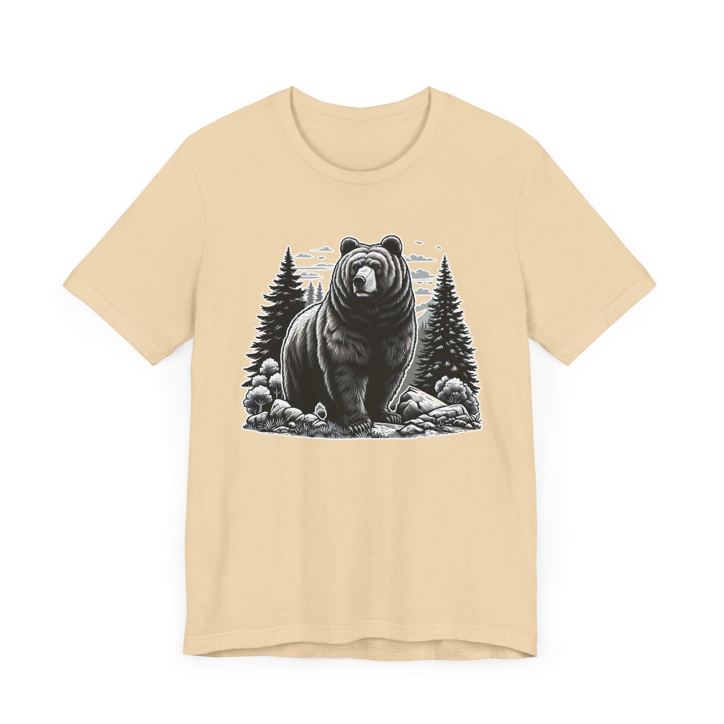 Majestic Wild Bear gazes intently at Stream Edge captivating Graphic T-Shirt