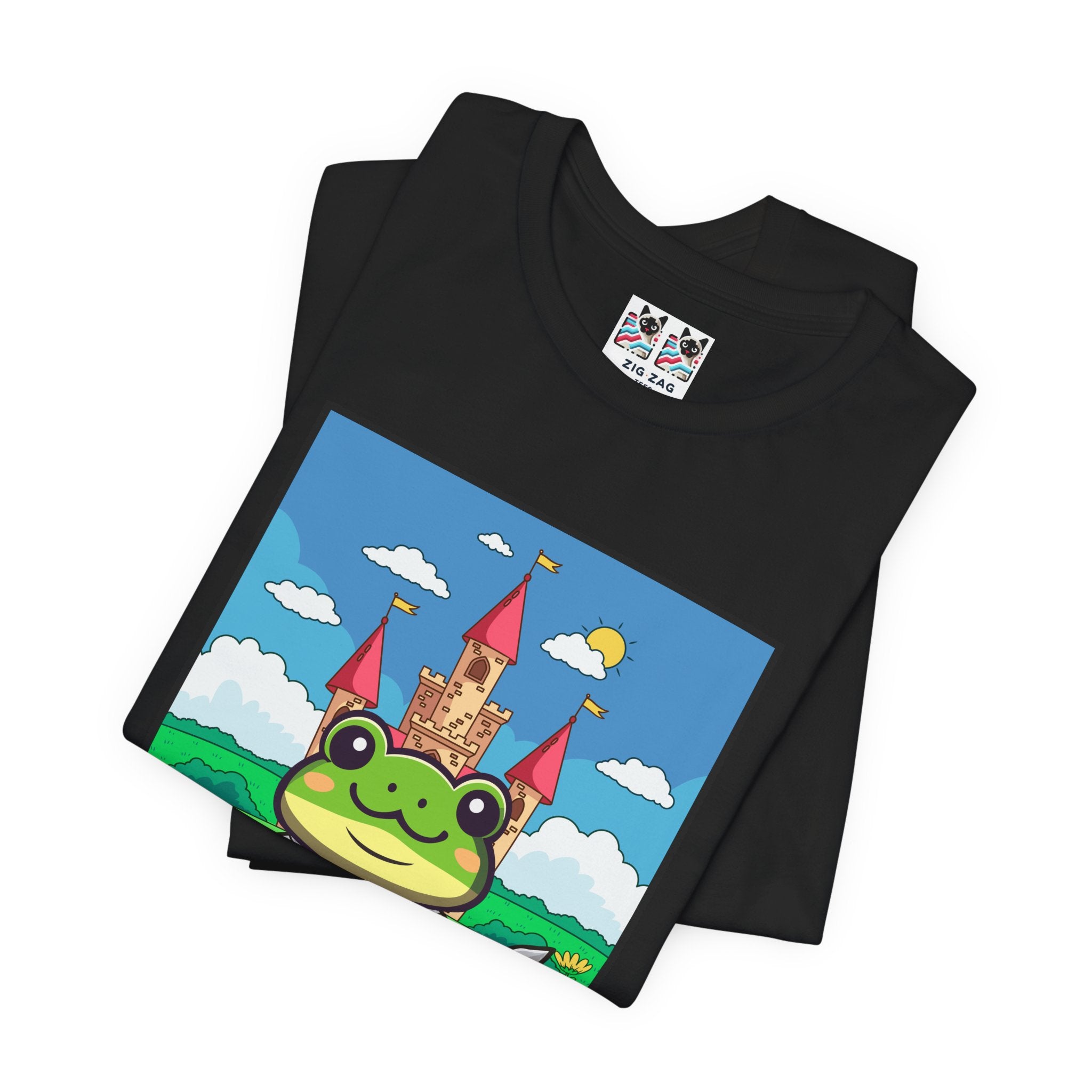 Custom T-Shirt - Knight Frog Castle T-Shirt – Cute Frog Knight Medieval Fantasy Graphic Tee