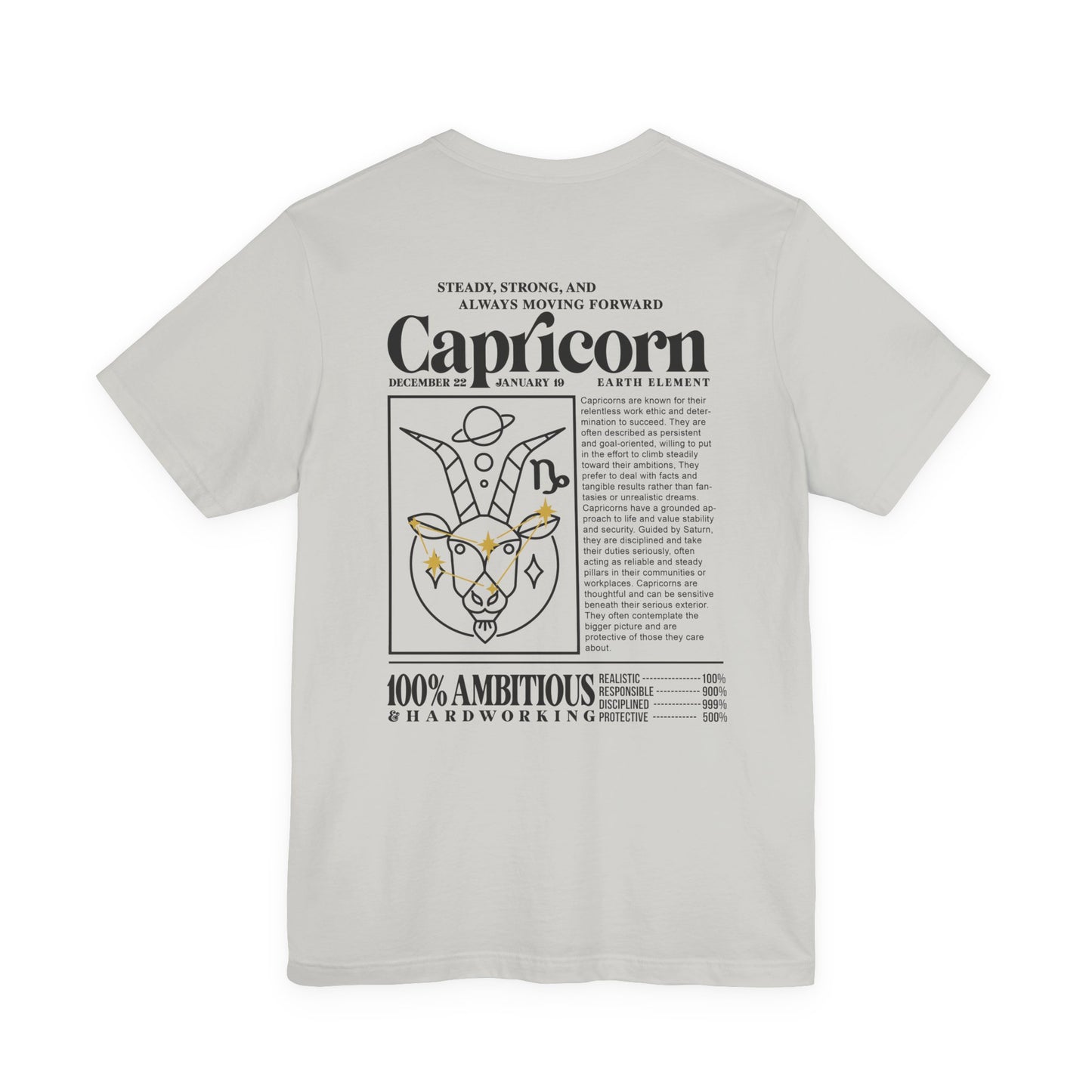 Capricorn Zodiac T-Shirt – Sturdy, Strong and Always Moving Forward Earth Element