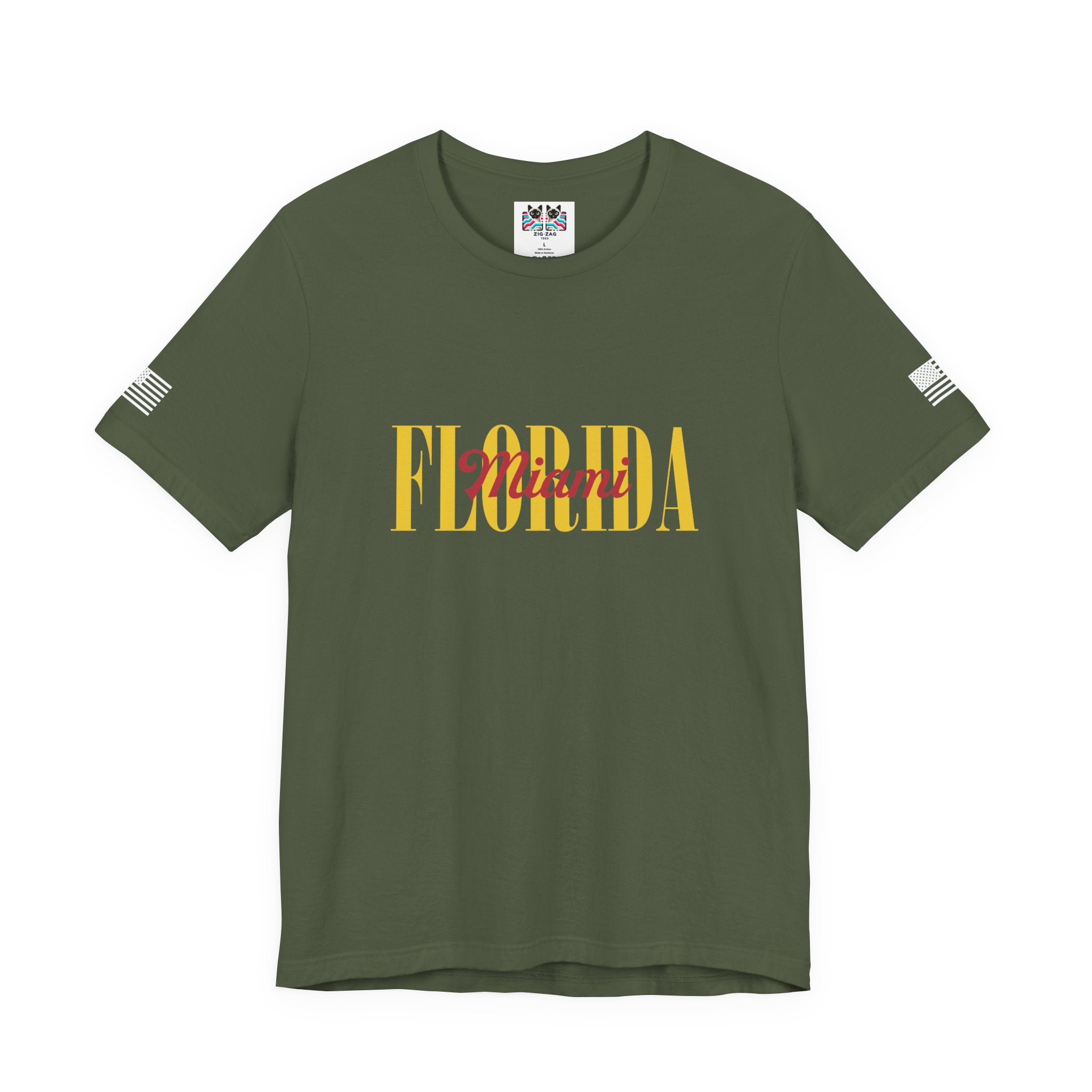 Florida Miami T-Shirt – Bold Layered Gold Typography Graphic Tee