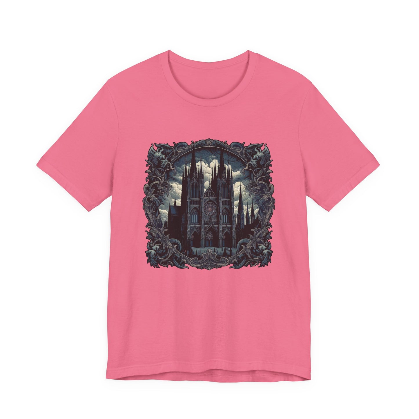 Gothic Art Revival Tshirt – Ancient Castle Reflected in Ornate Mirror