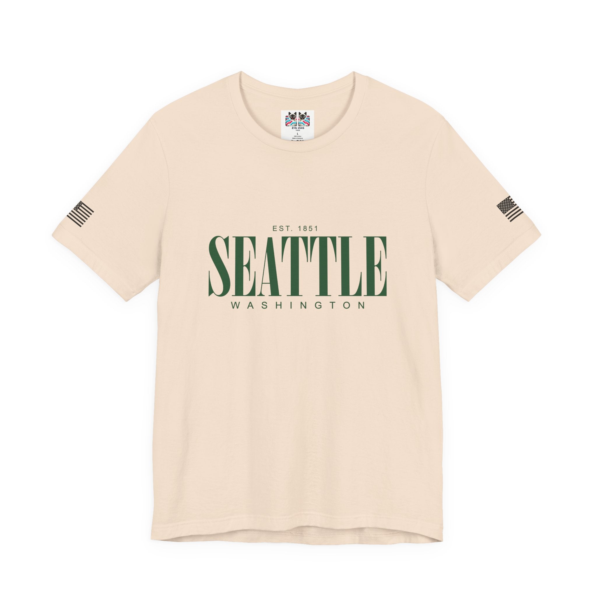 Seattle Washington EST 1851 Bold Serif Typography T-Shirt | Seattle Pride Tee | Minimalist Pacific Northwest Shirt
