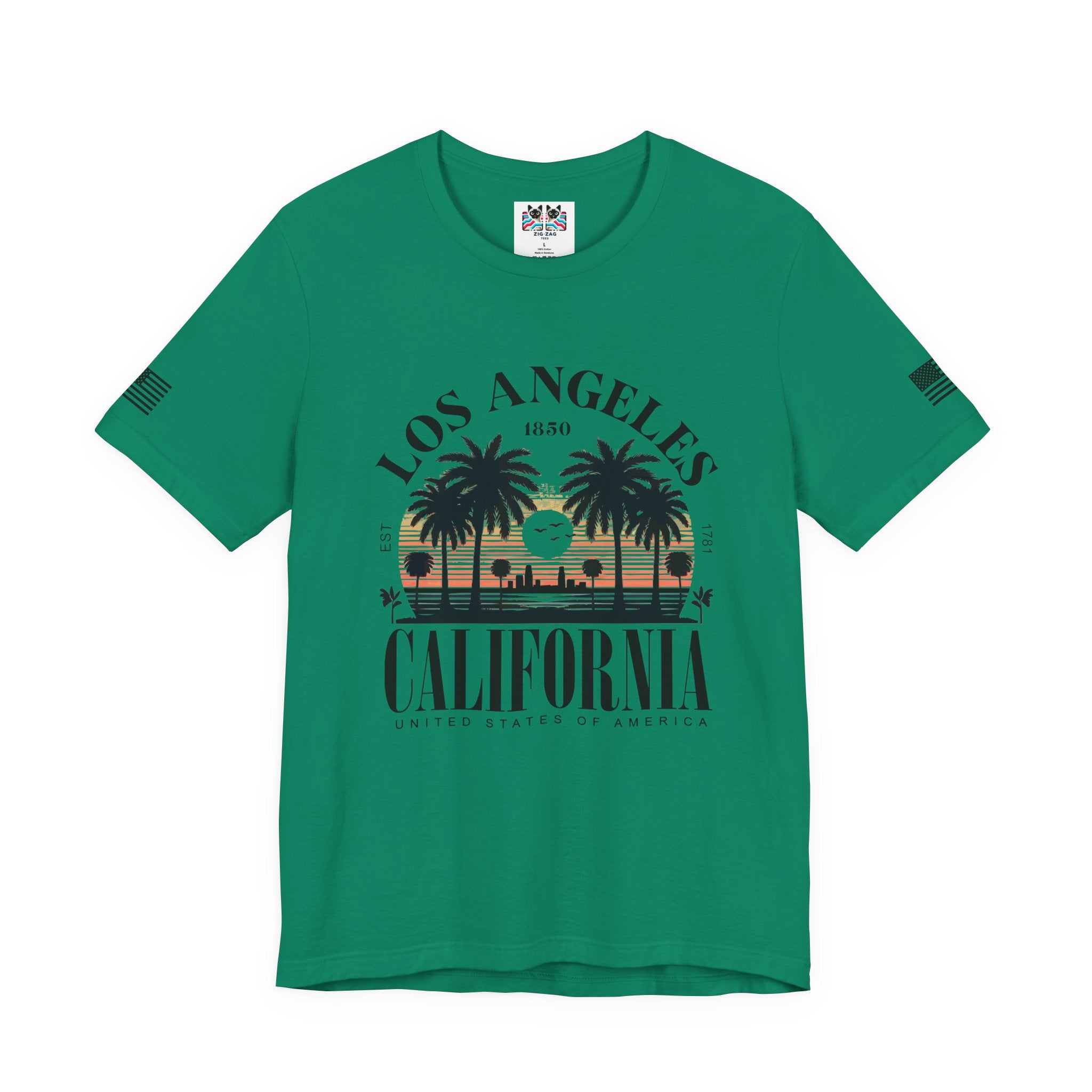 Los Angeles California Santa Monica Pier T-Shirt – Sunset Palm Tree Beach Graphic Tee