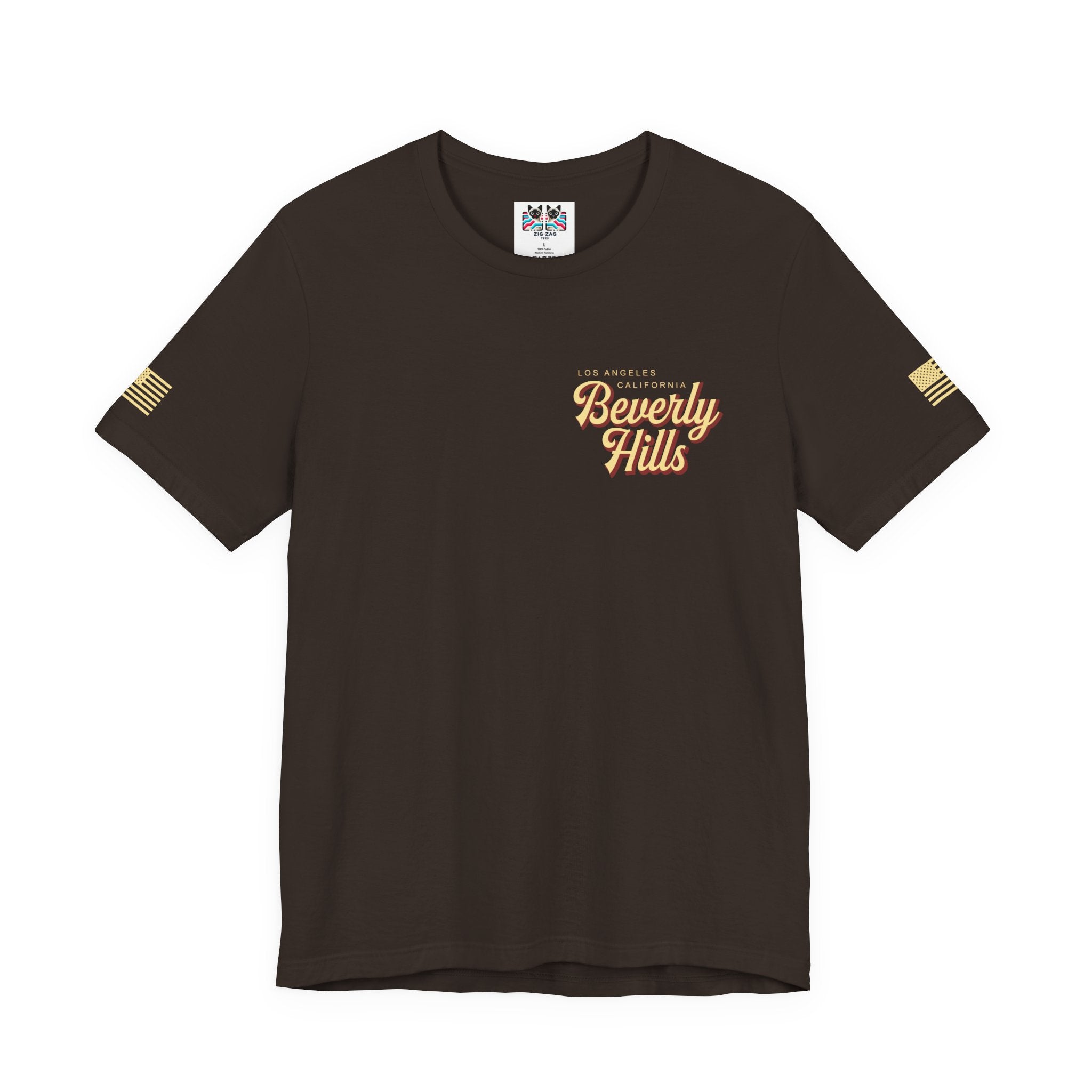Beverly Hills Los Angeles California Front & Back T-Shirt – Vintage Classic Car Street Scene Tee