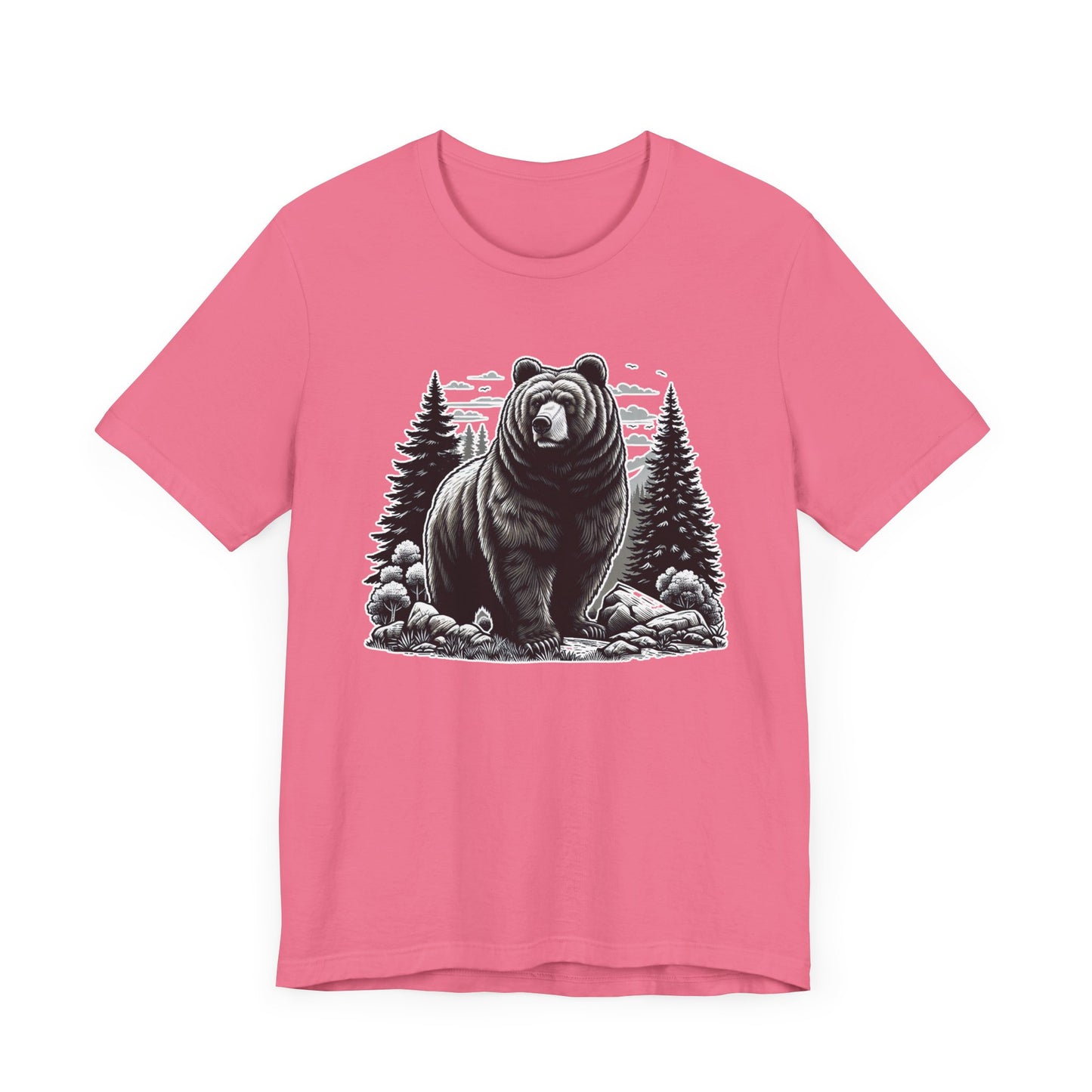Majestic Wild Bear gazes intently at Stream Edge captivating Graphic T-Shirt