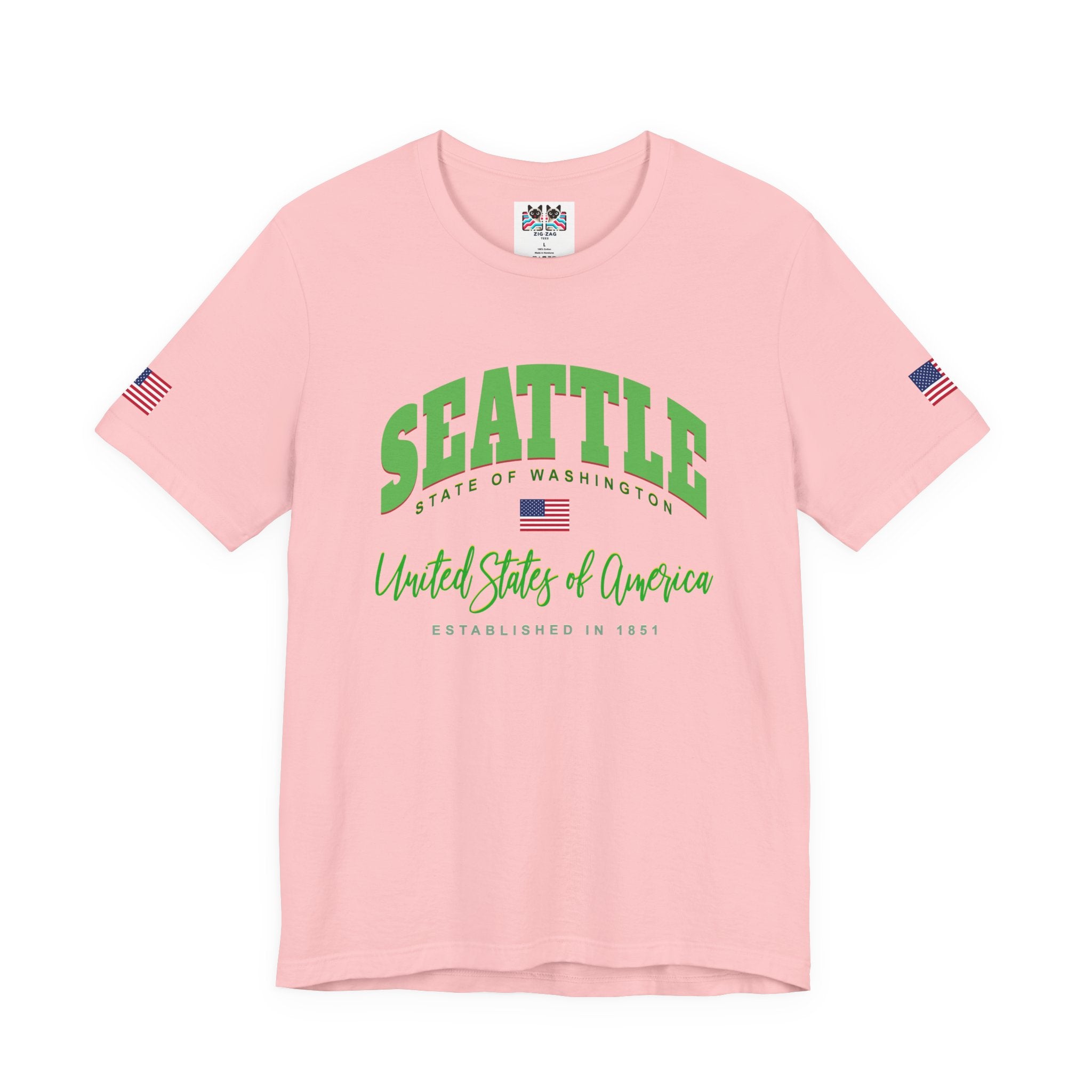 Seattle State of Washington United States of America EST 1851 Collegiate T-Shirt | Patriotic Seattle Tee