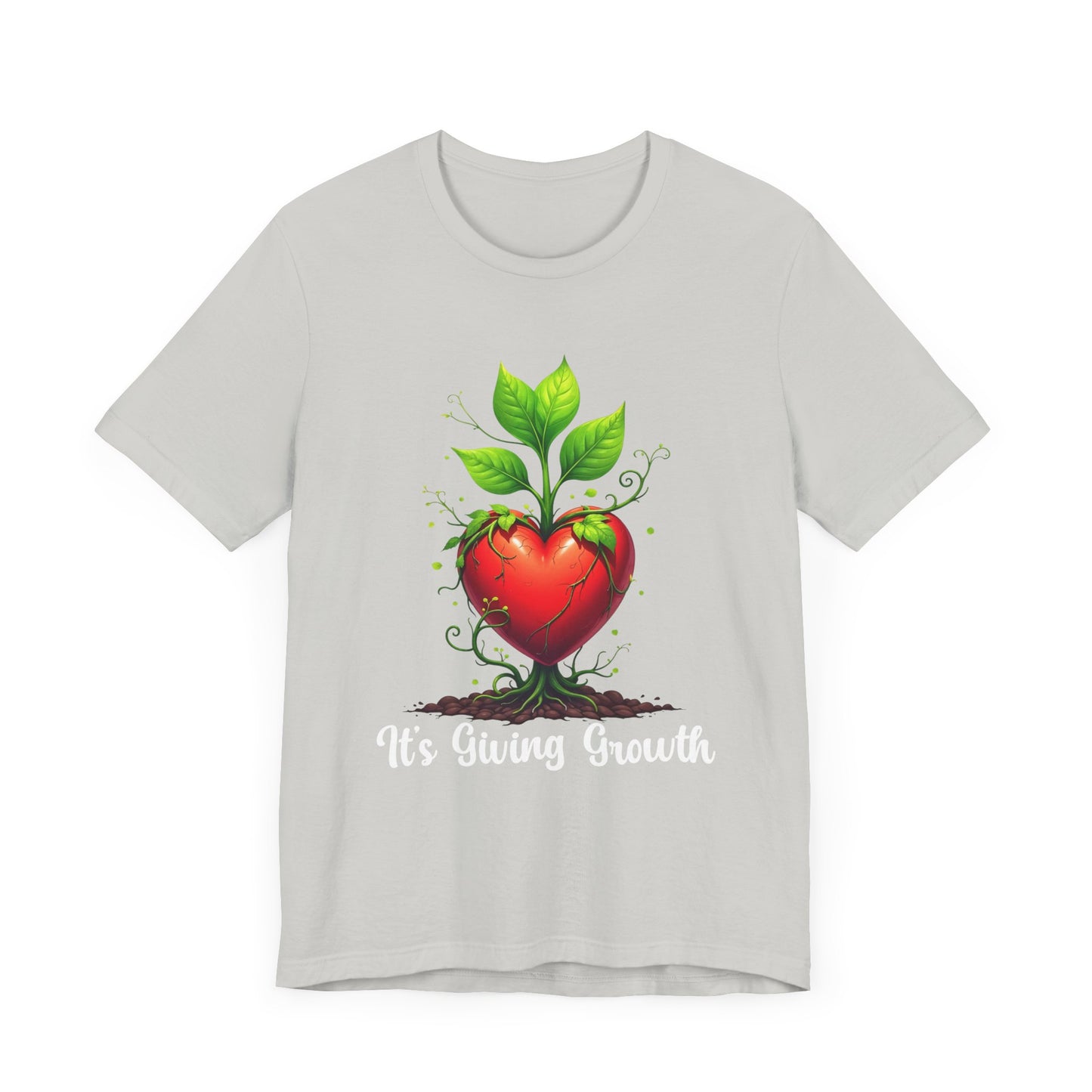 It's Giving Growth – Plant with Red Heart Trunk Graphic T-Shirt