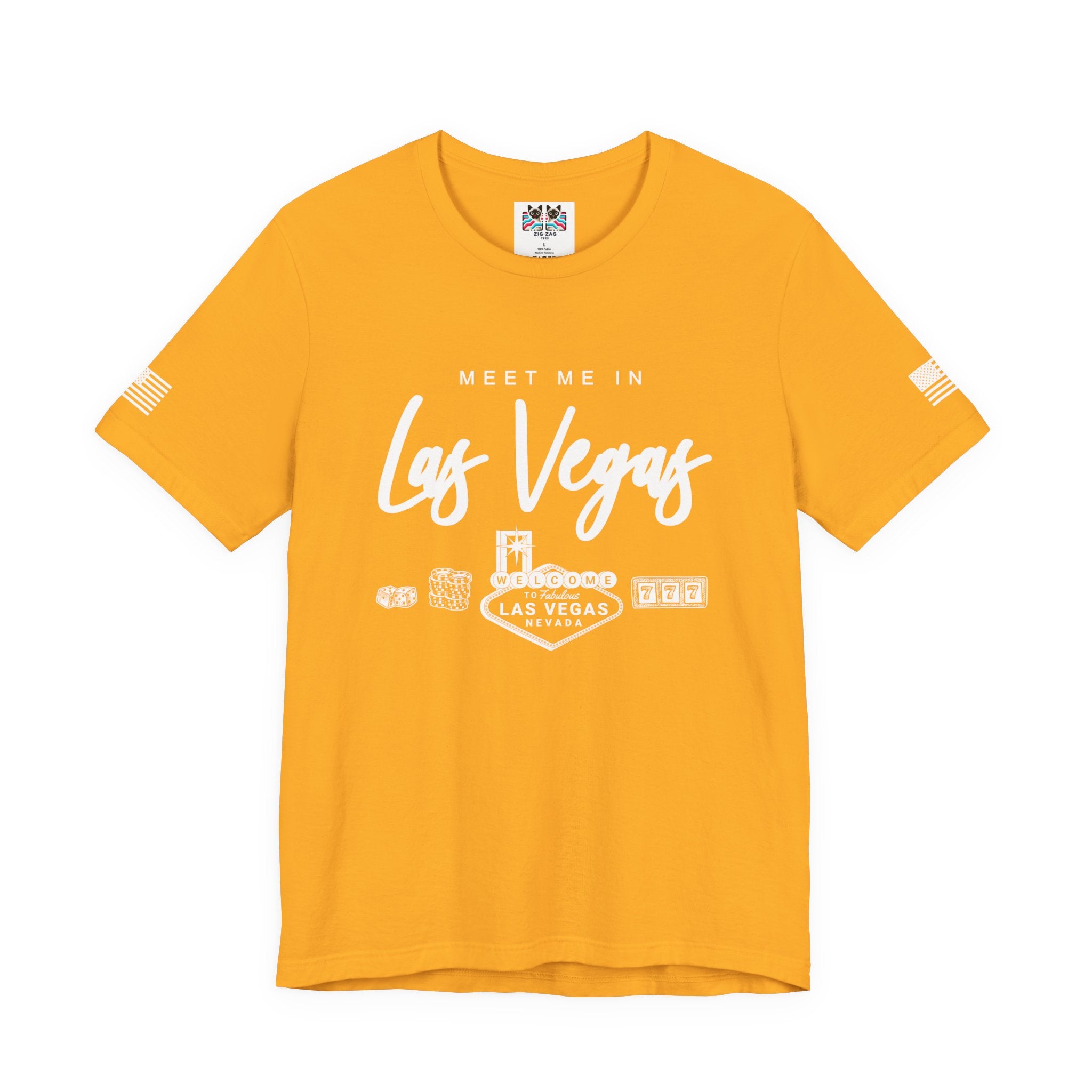 Meet Me in Las Vegas T-Shirt – Welcome Sign Casino Chips Lucky 777 Tee