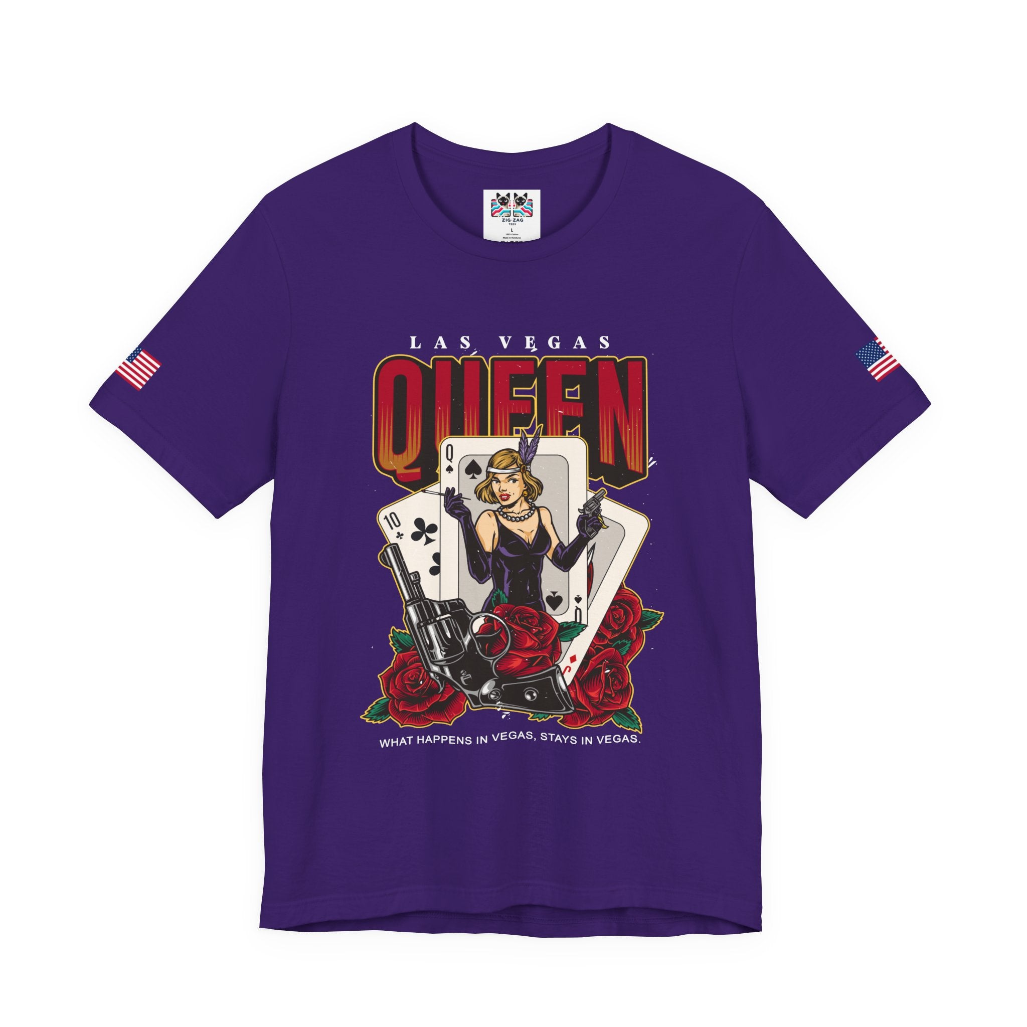 Las Vegas Queen T-Shirt – Gangster Queen of Spades Casino Roses Graphic Tee