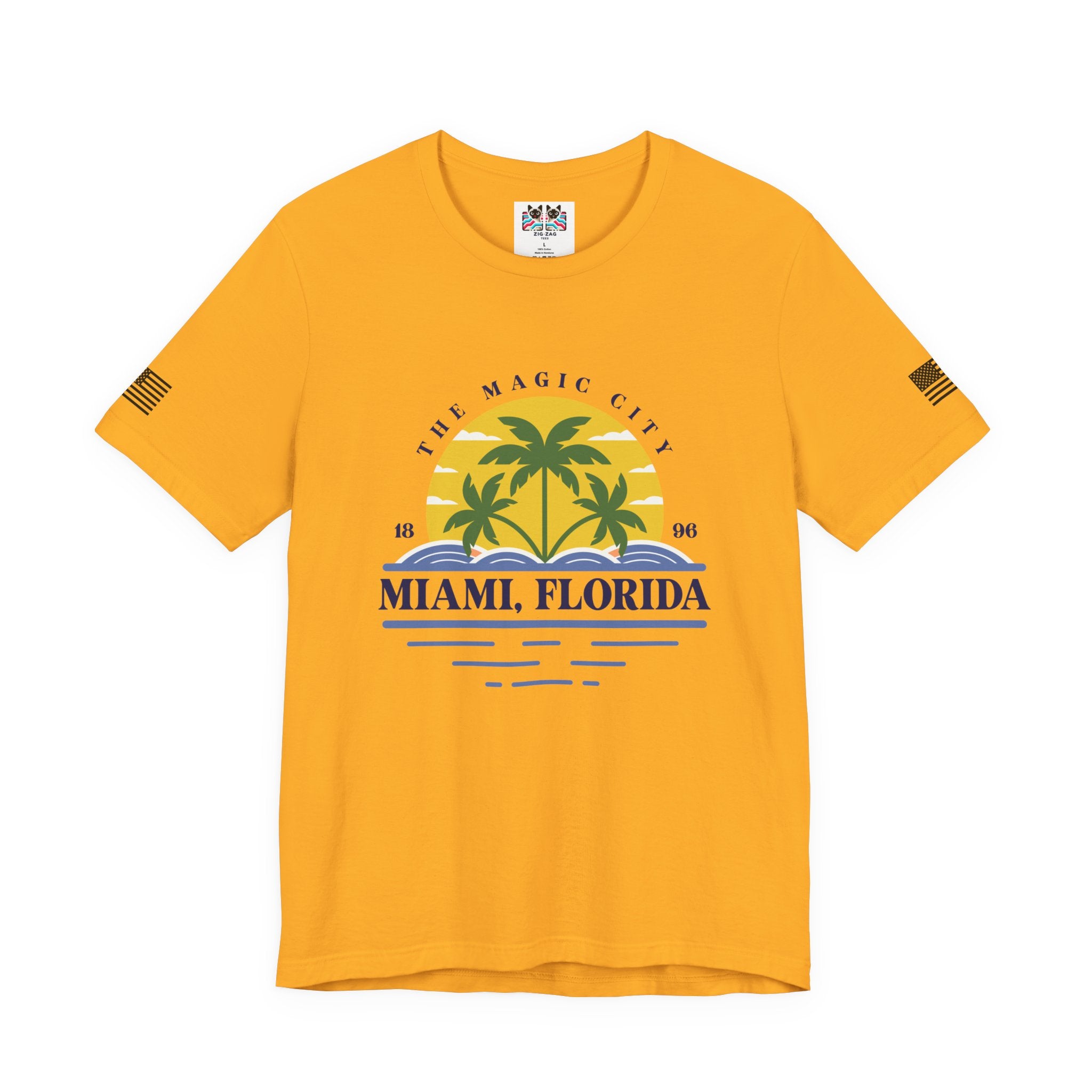 Miami Florida The Magic City T-Shirt – 1896 Palm Tree Sunset Retro Circle Tee