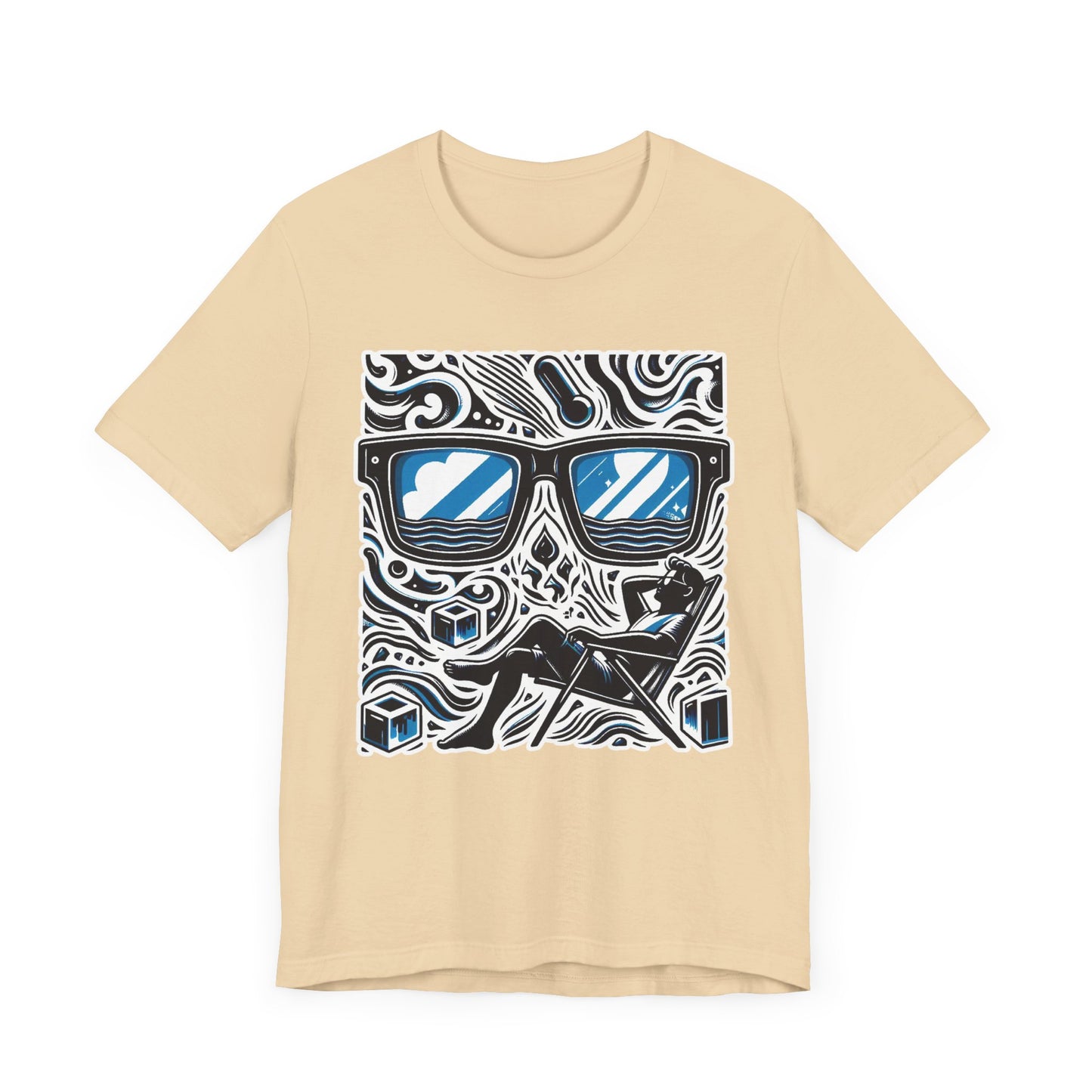 Abstract Relaxation | Man in Chair with Sunglasses Graphic T-Shirt