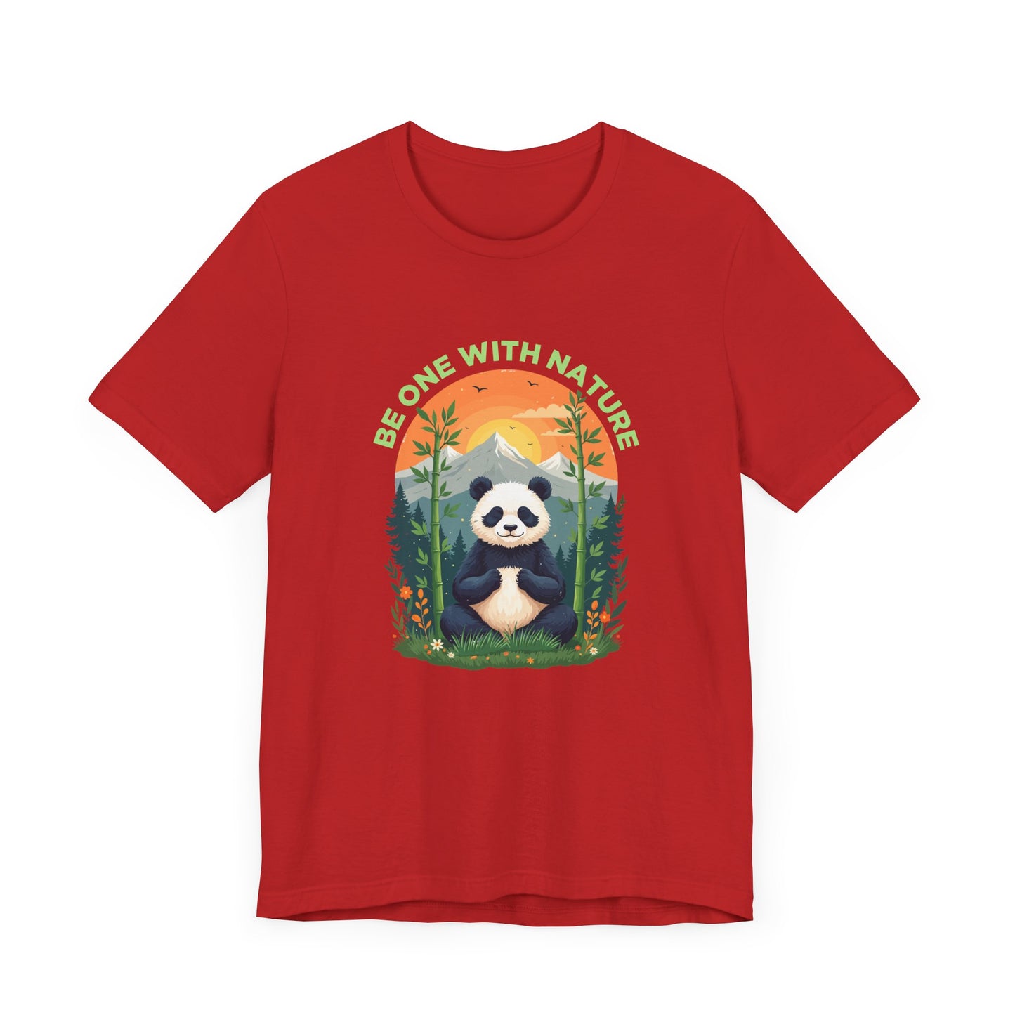 Be One with Nature – Calm Panda in Sunset Meadow Graphic T-Shirt