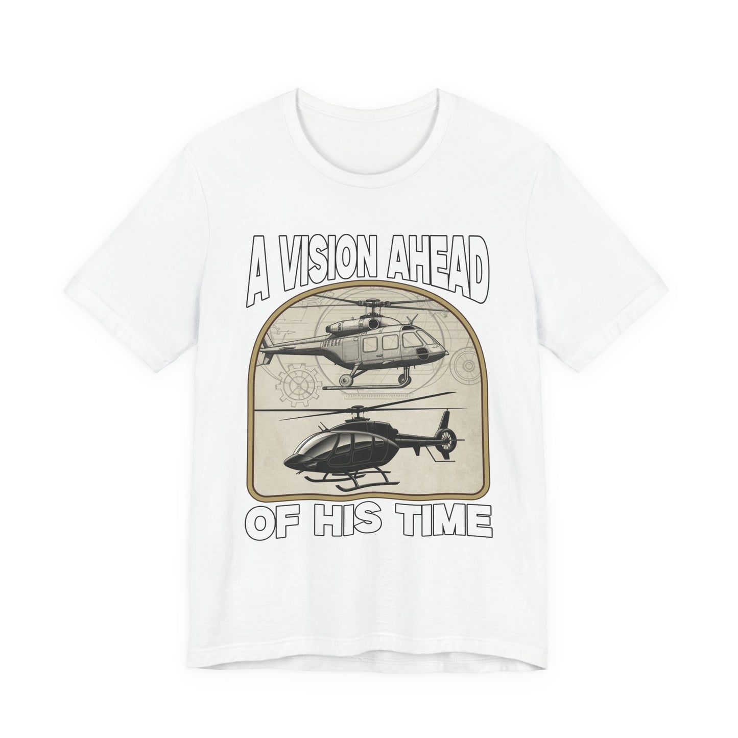 A Vision Ahead of His Time Tshirt – Da Vinci’s Helicopter and Modern Chopper Graphic