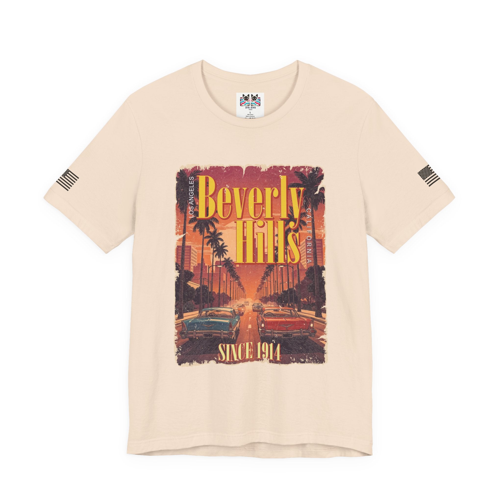 Beverly Hills Los Angeles California T-Shirt – Since 1914 Classic Cars Sunset Street Tee