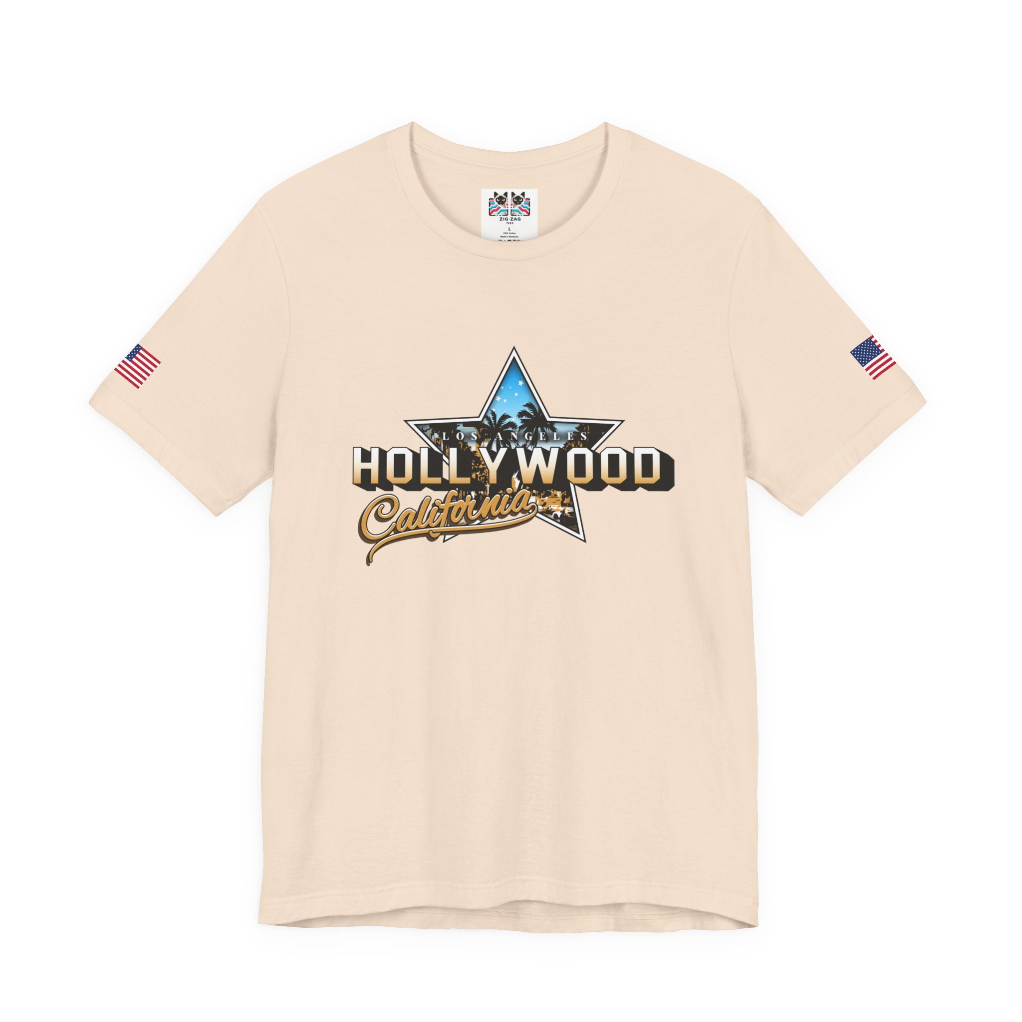 Los Angeles Hollywood California T-Shirt – Star Graphic Palm Tree Night Scene Tee