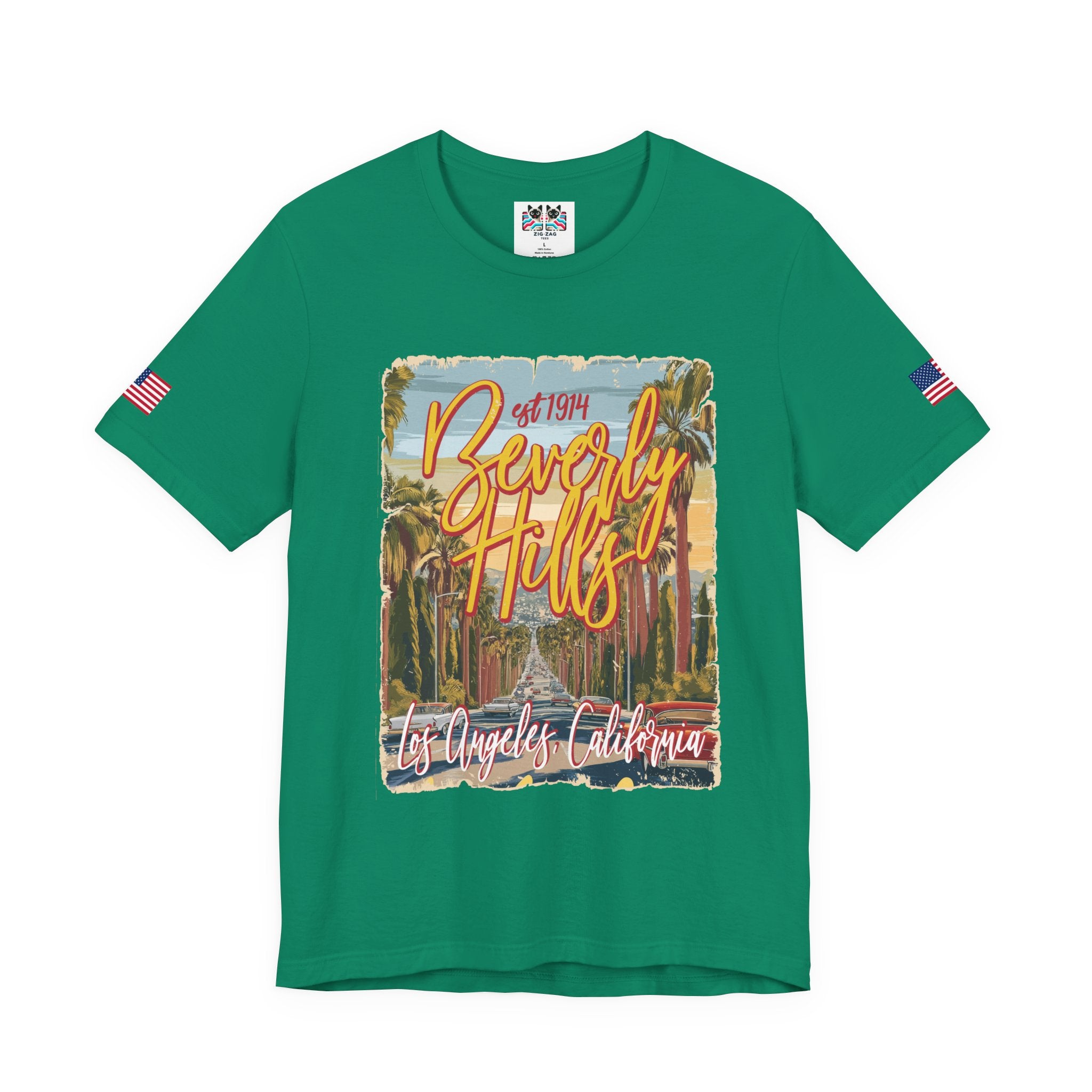 Beverly Hills EST 1914 T-Shirt – Los Angeles California Palm Tree Boulevard Illustrated Tee