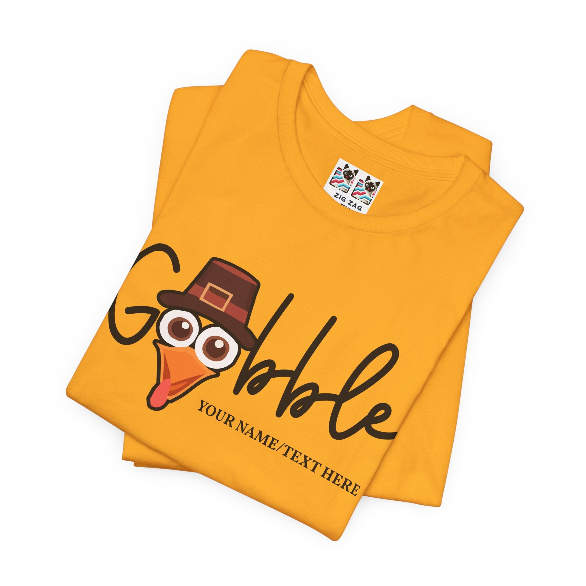 Custom T-Shirt - Gobble Turkey Head Cursive T-Shirt