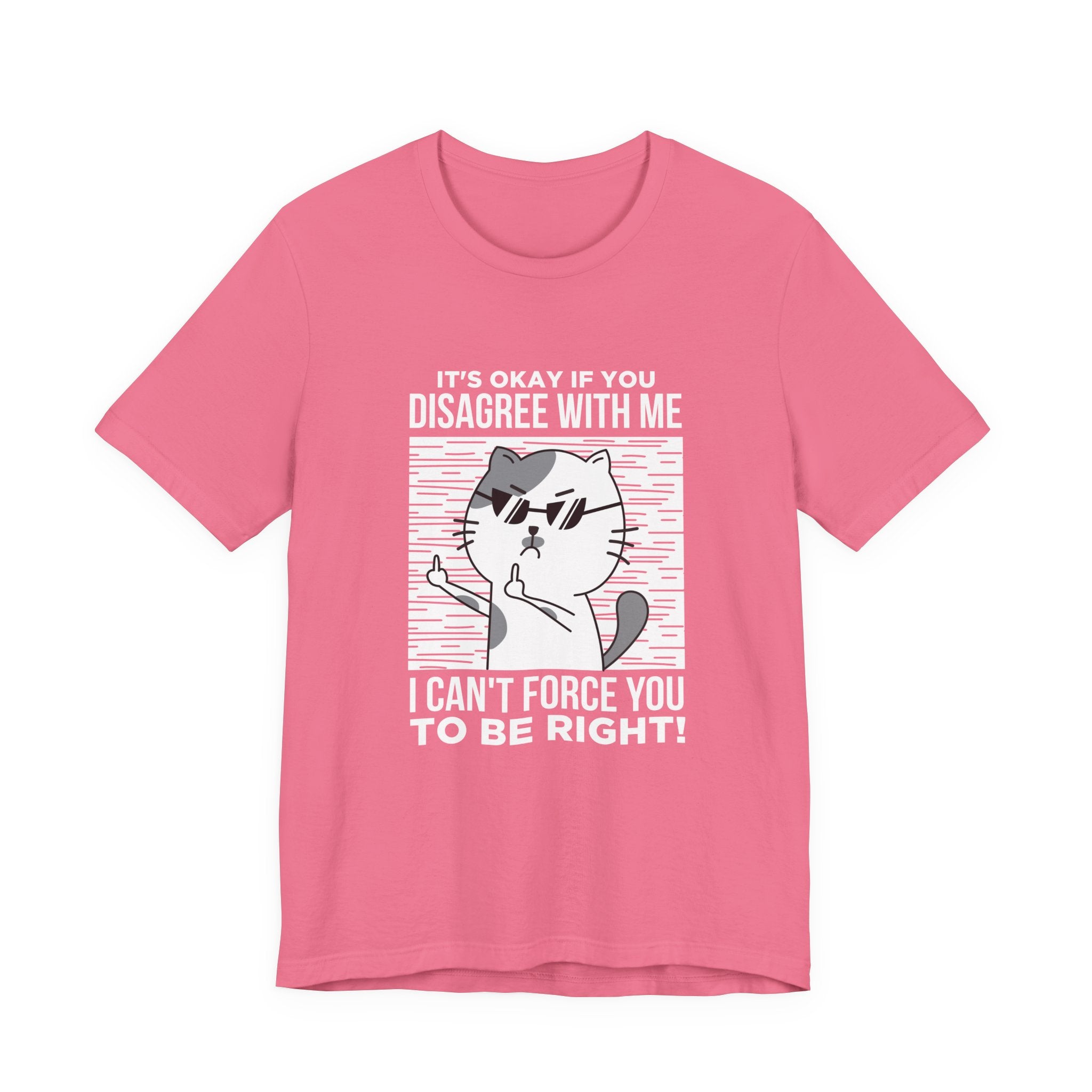 It’s Okay If You Disagree With Me T-Shirt – Angry Cat With Glasses Funny Quote Graphic Tee