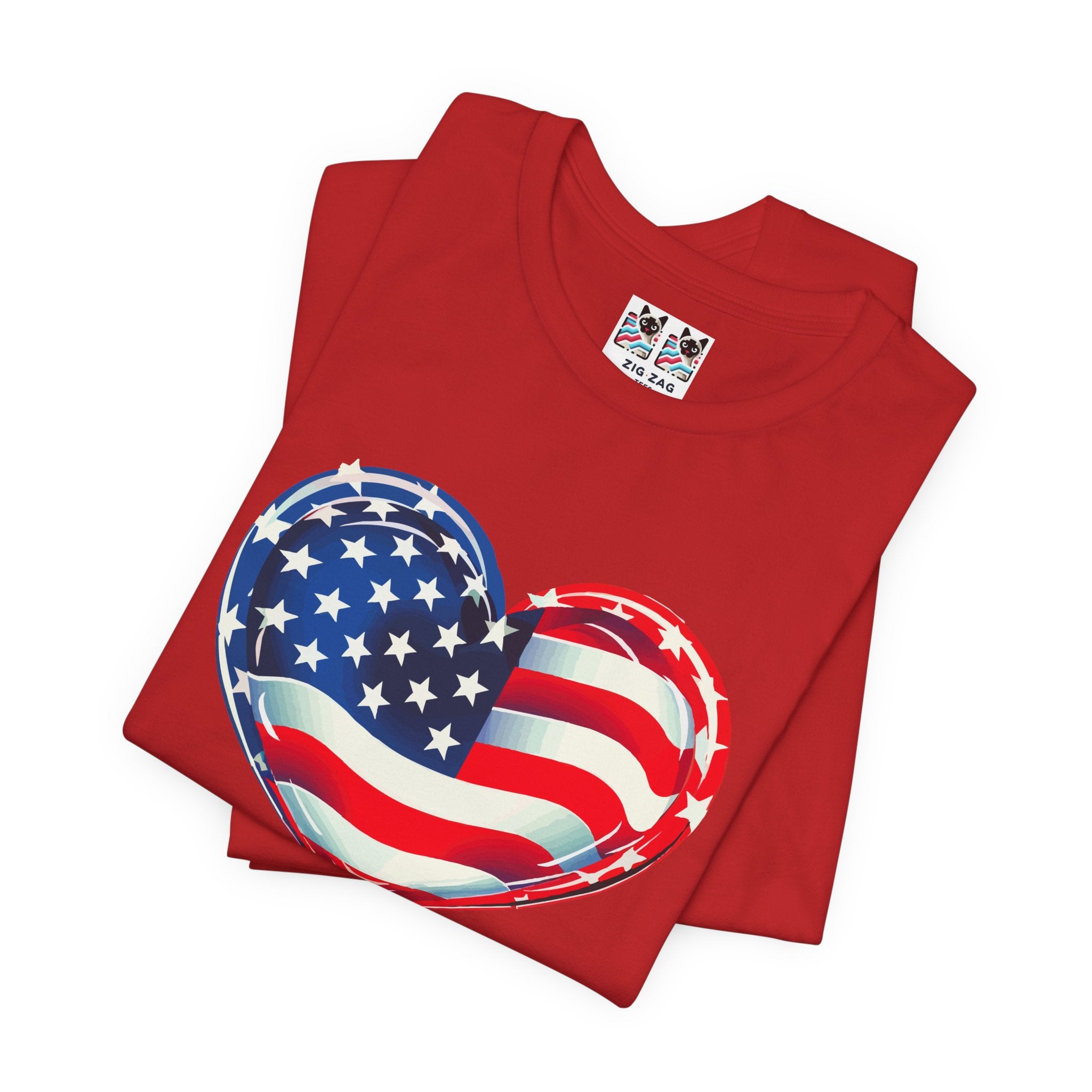 Custom T-Shirt - American Flag Heart T-Shirt – Love USA Patriotic Pride Graphic Tee