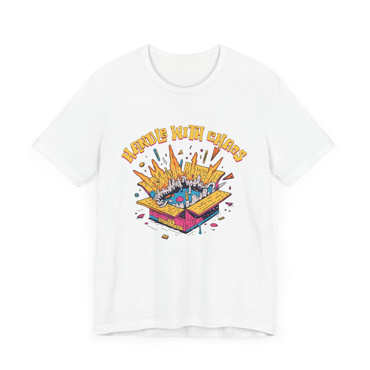 Handle With Chaos – Vibrant Colorful Box Embracing life’s Wild Moments Graphic T-Shirt