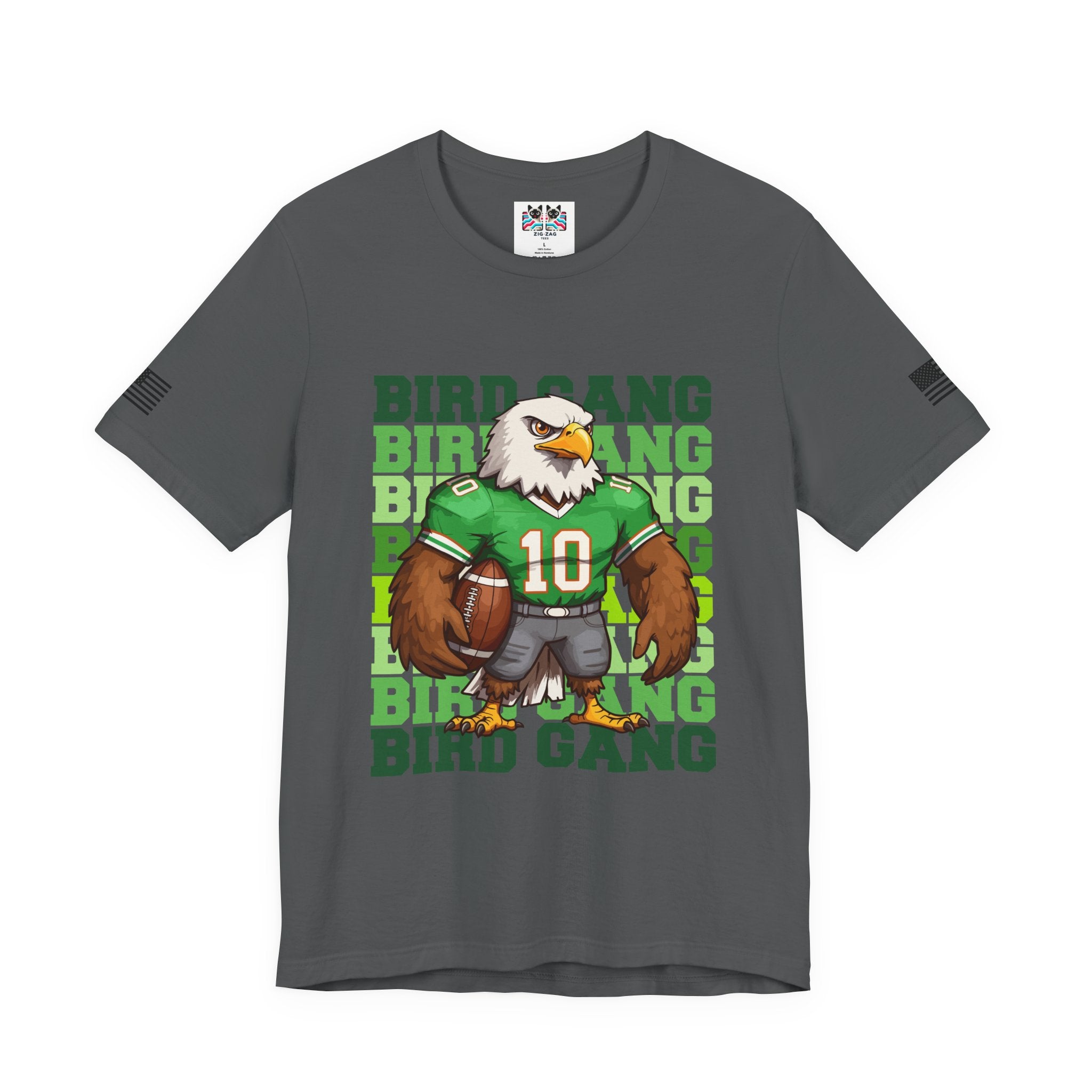 Bird Gang T-Shirt – Stacked Repeat Typography Eagle Football Mascot Graphic Tee Philadelphia Fan