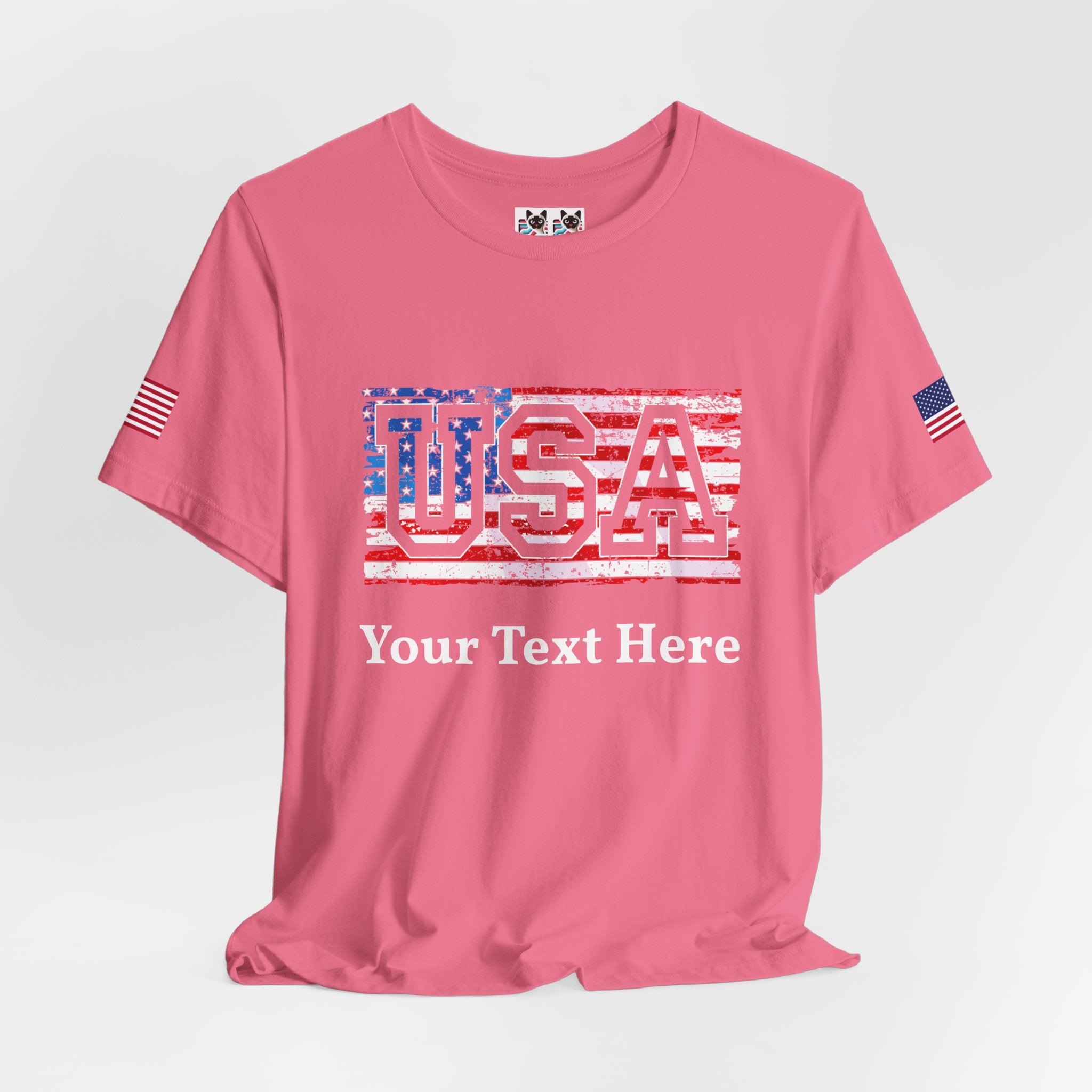 Custom T-Shirt - USA Vintage Collegiate T-Shirt – Retro American Flag Typography Graphic Tee