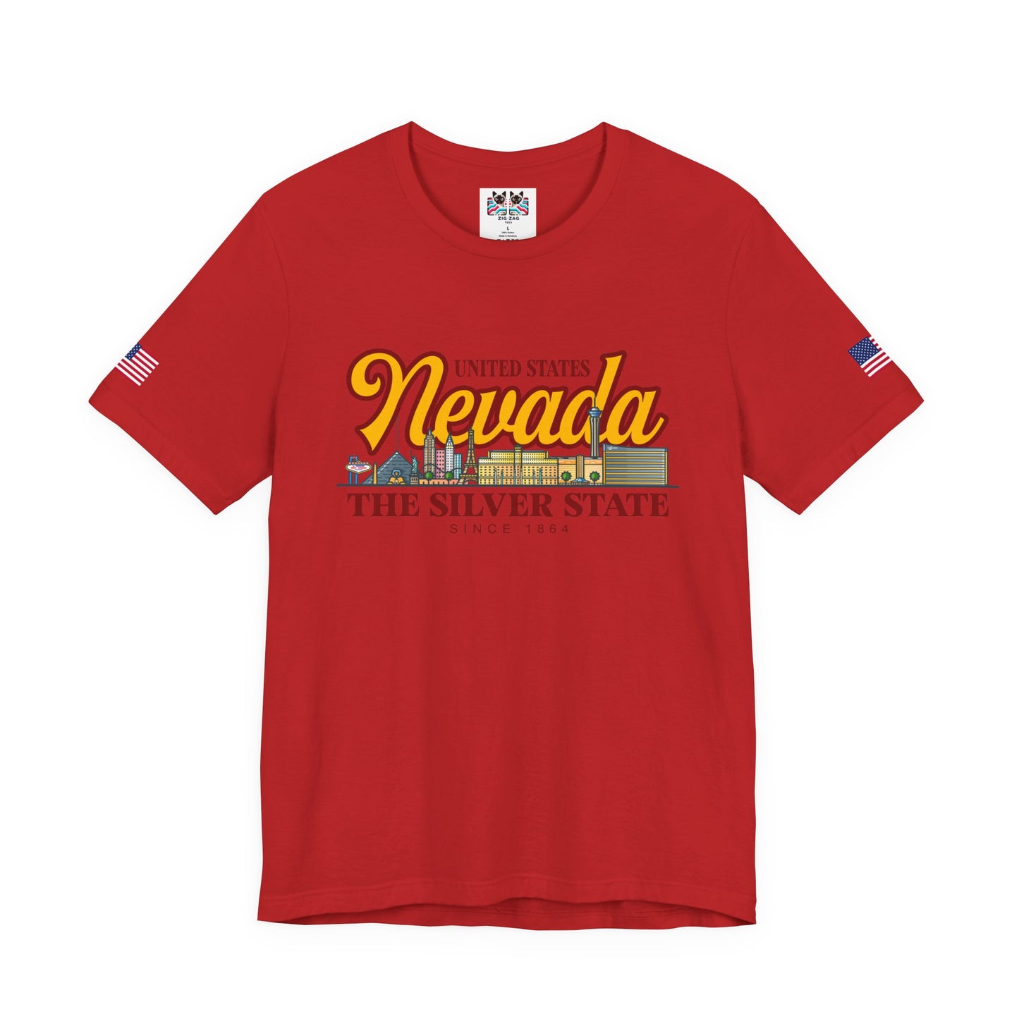 Nevada The Silver State T-Shirt - Las Vegas Skyline Pink Since 1864 USA Design