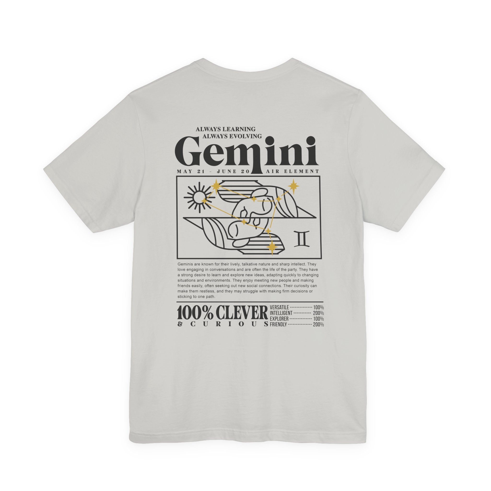 Gemini Zodiac T-Shirt – Clever and Curious Air Sign Graphic