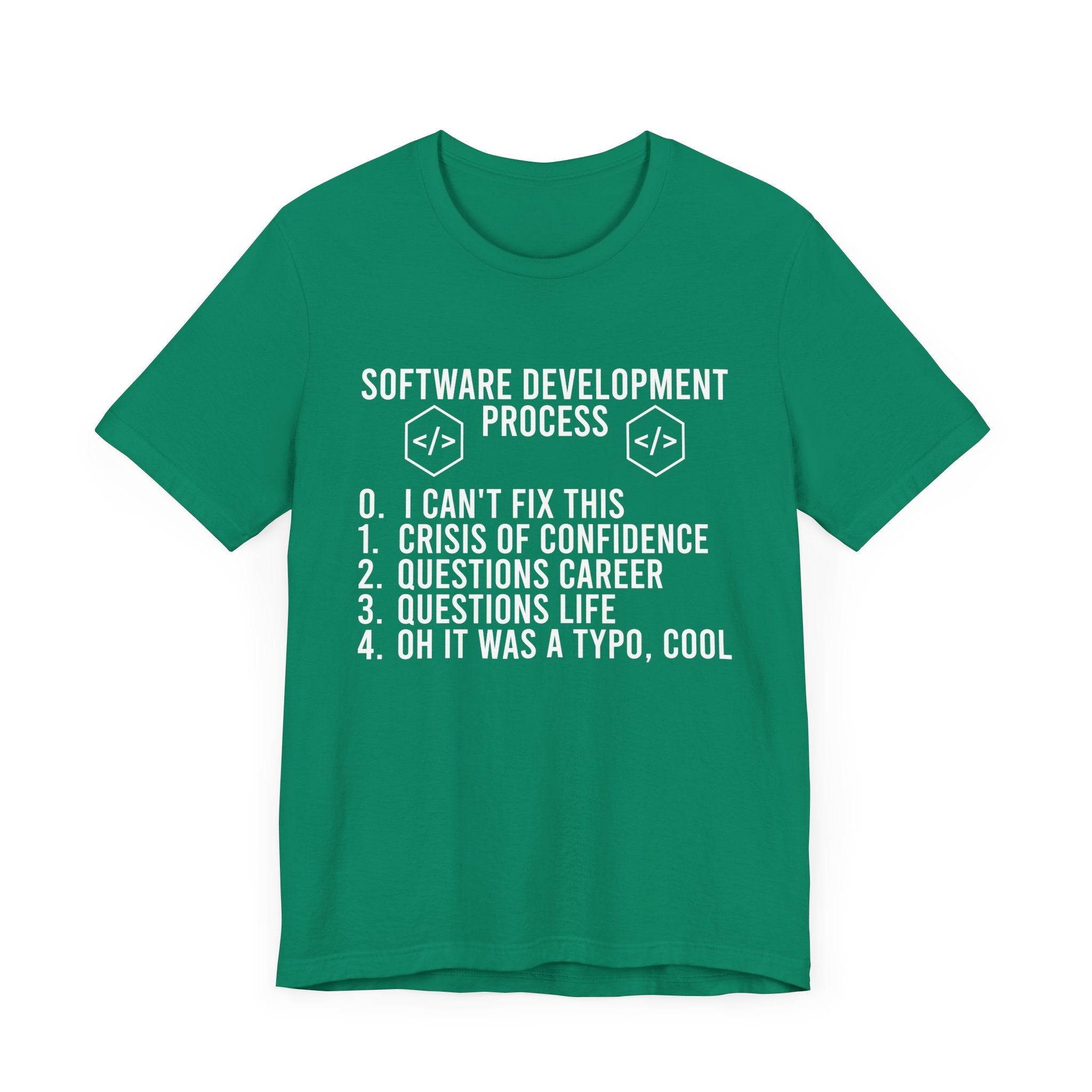 Software Engineering Humor Tee – Programmer Crisis Life Cycle
