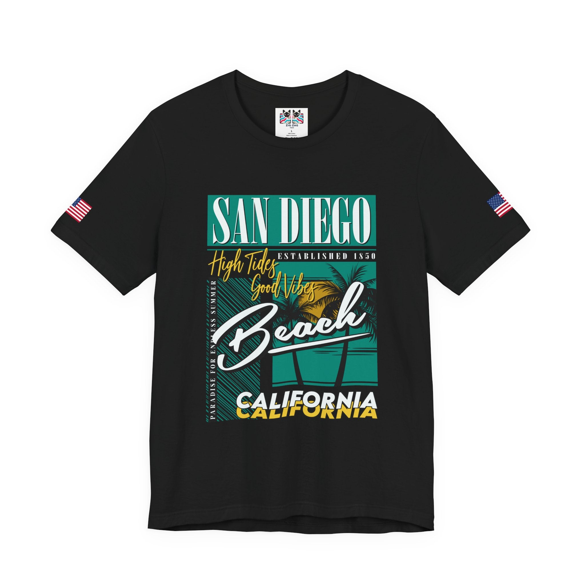 San Diego California Beach T-Shirt – High Tides Good Vibes Paradise Summer Tee