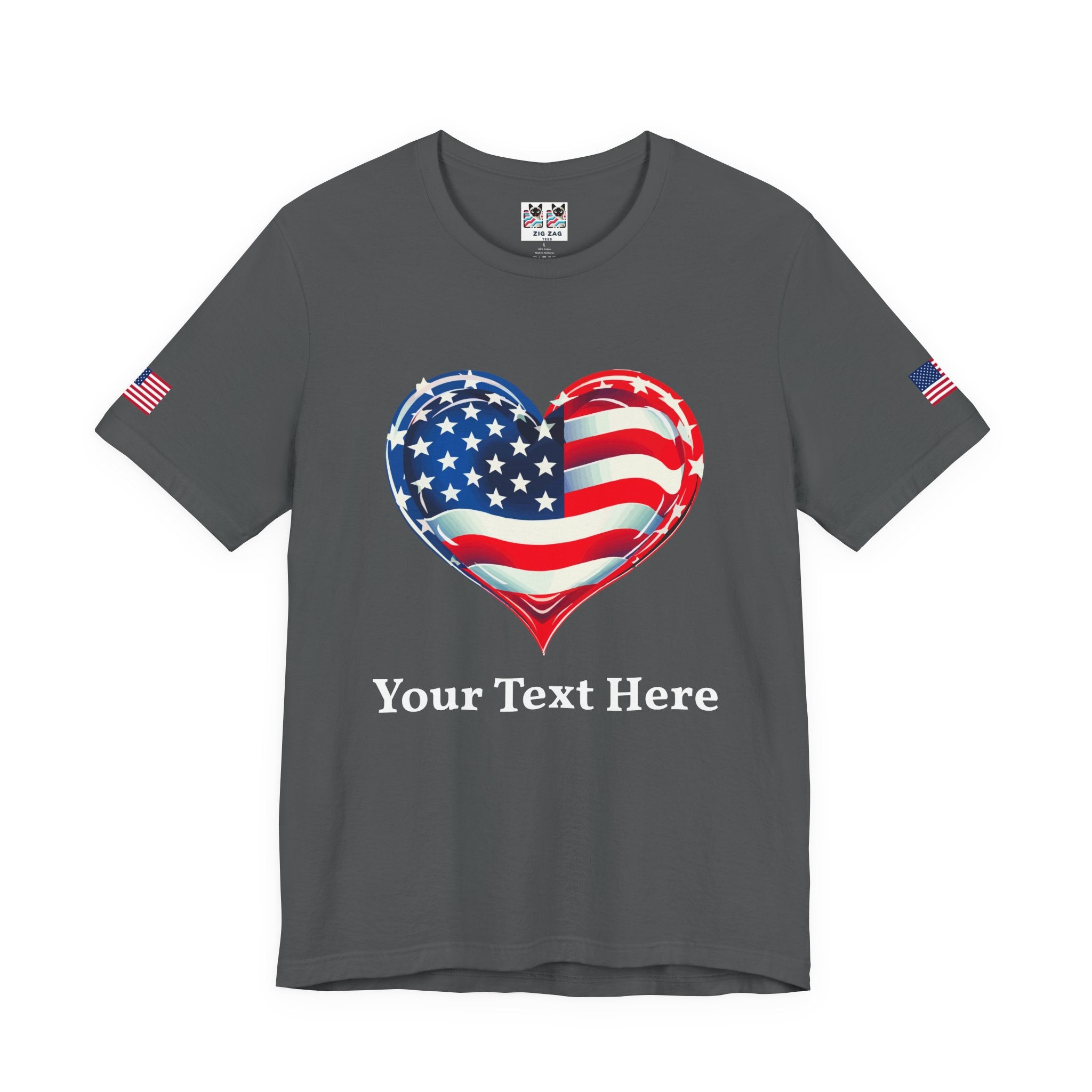 Custom T-Shirt - American Flag Heart T-Shirt – Love USA Patriotic Pride Graphic Tee