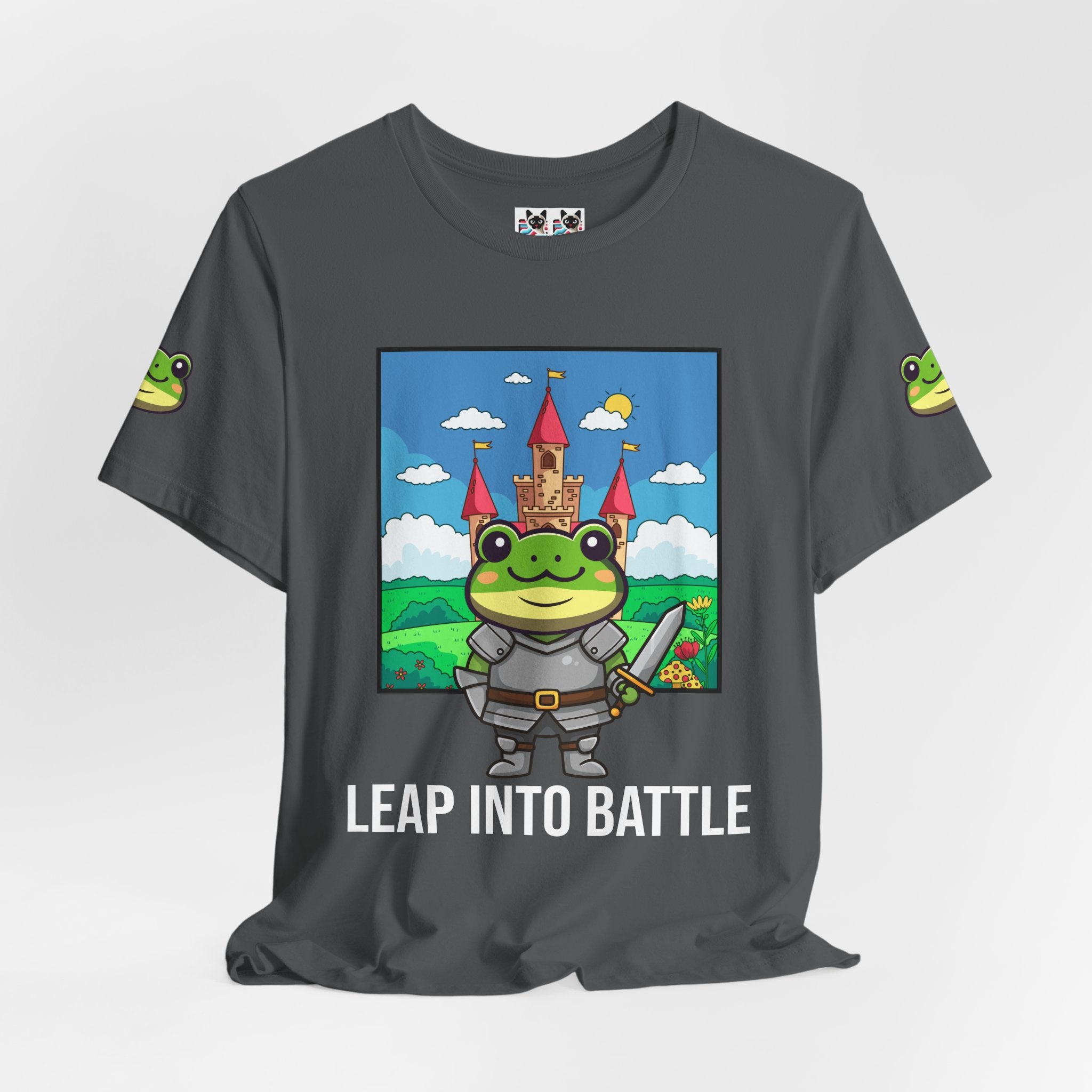 Custom T-Shirt - Knight Frog Castle T-Shirt – Cute Frog Knight Medieval Fantasy Graphic Tee