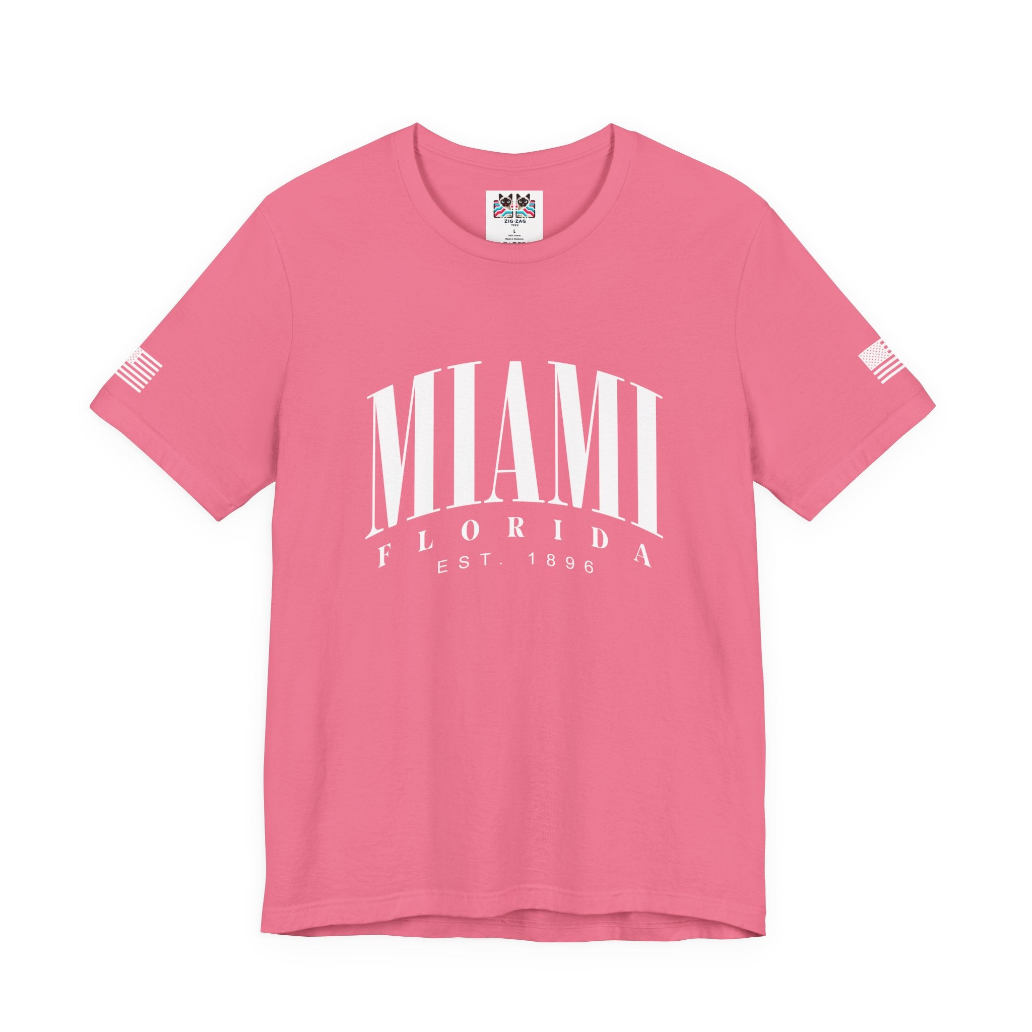 Miami Florida EST 1896 T-Shirt – Bold Arch Typography Clean Minimal Tee