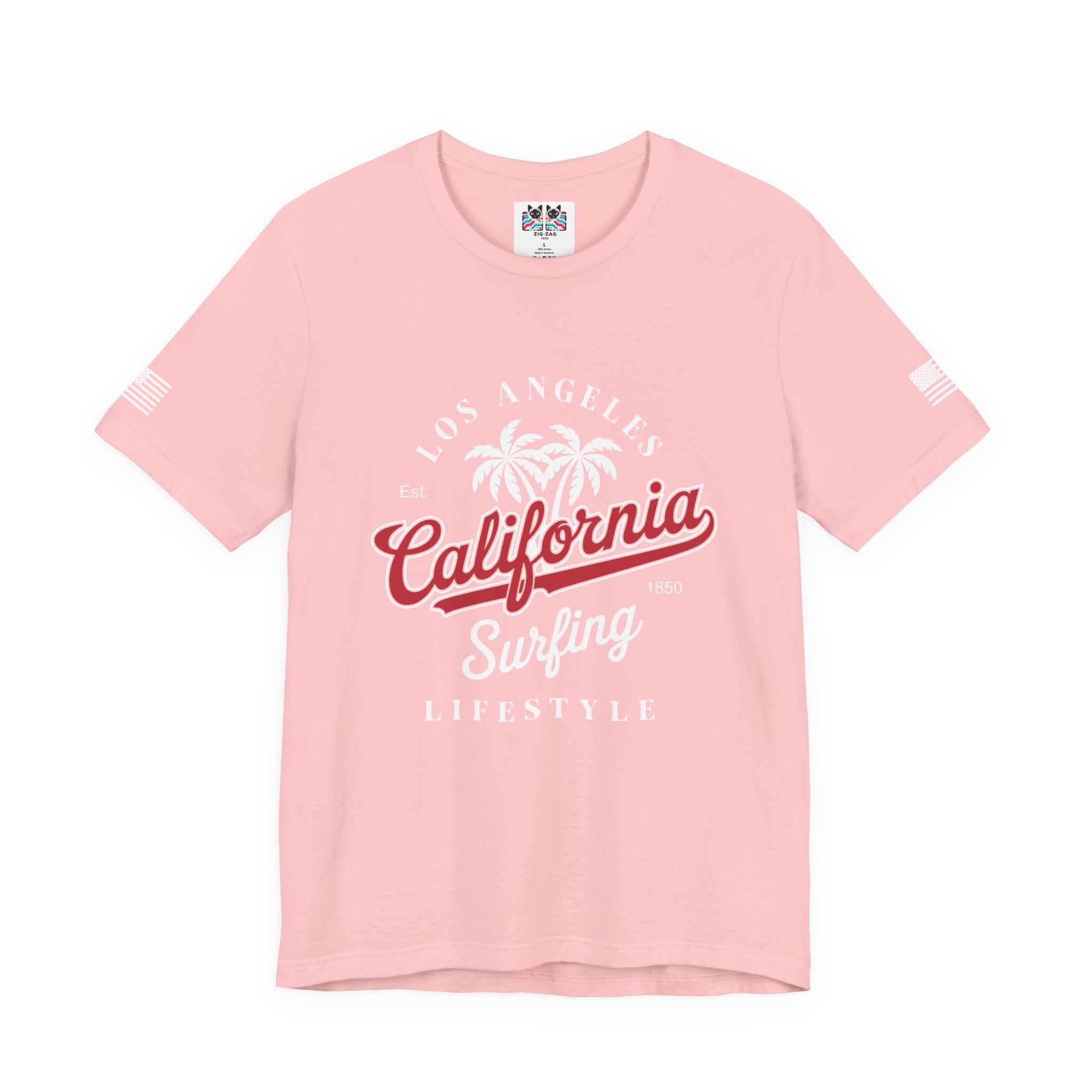 Los Angeles California Surfing Lifestyle T-Shirt – EST 1850 Palm Tree Beach Tee