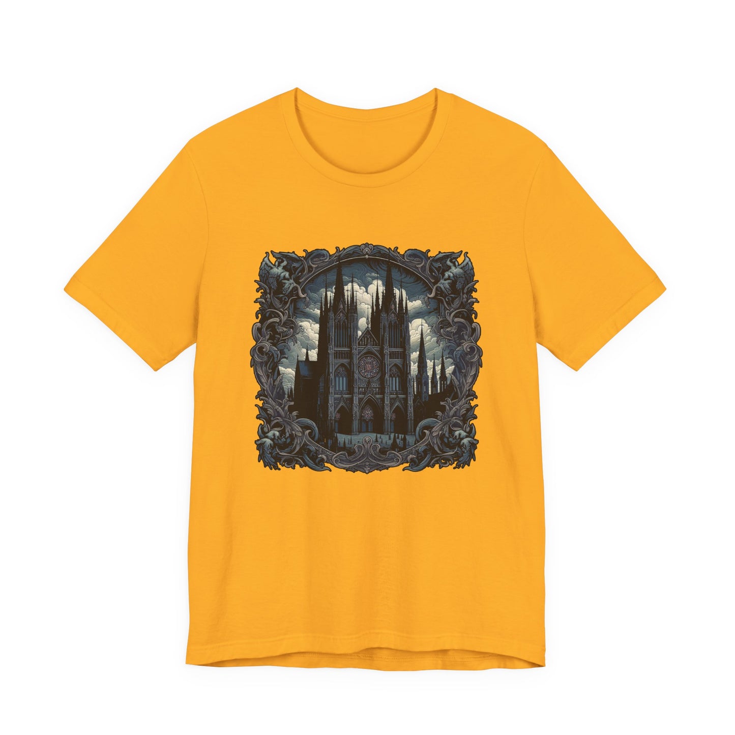 Gothic Art Revival Tshirt – Ancient Castle Reflected in Ornate Mirror