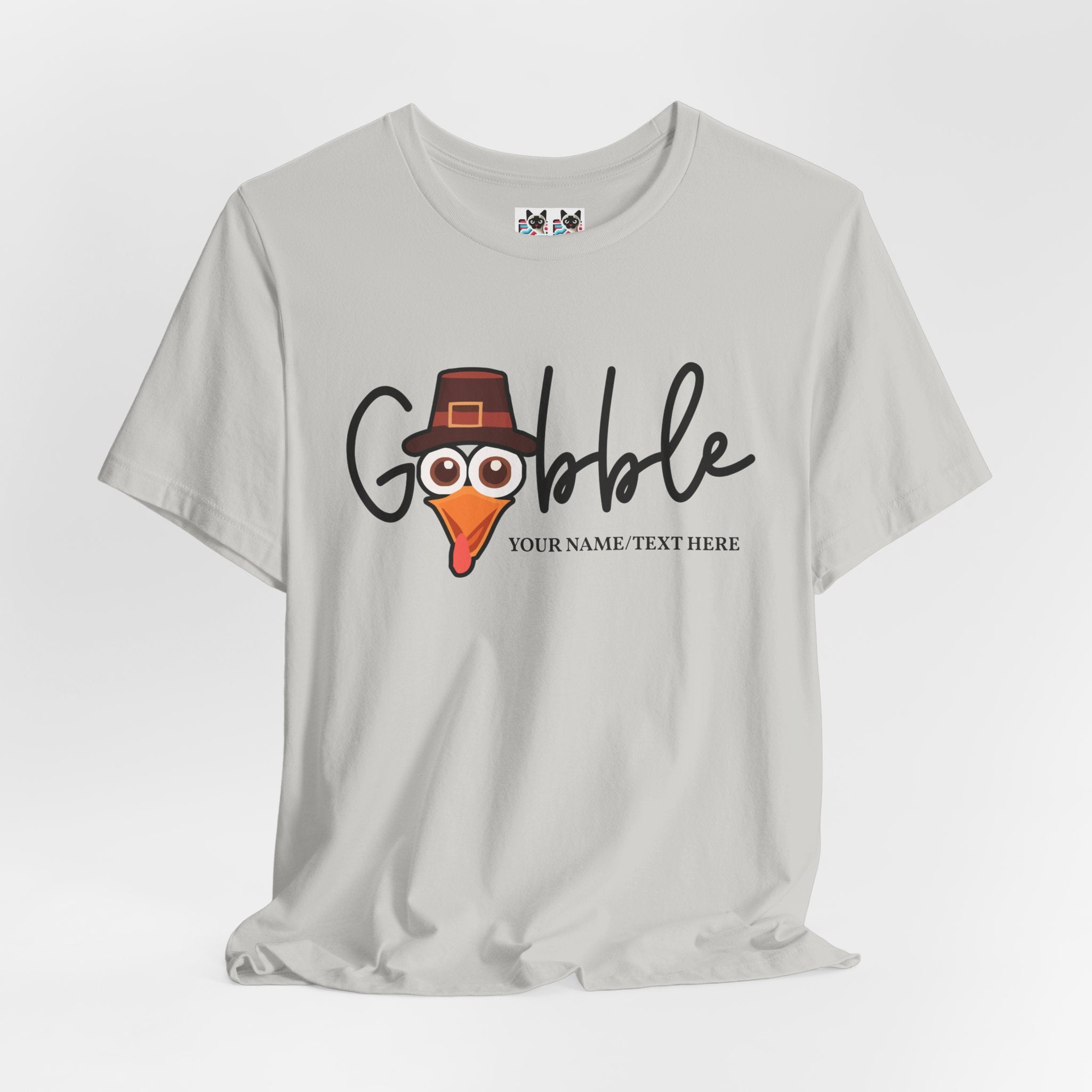 Custom T-Shirt - Gobble Turkey Head Cursive T-Shirt