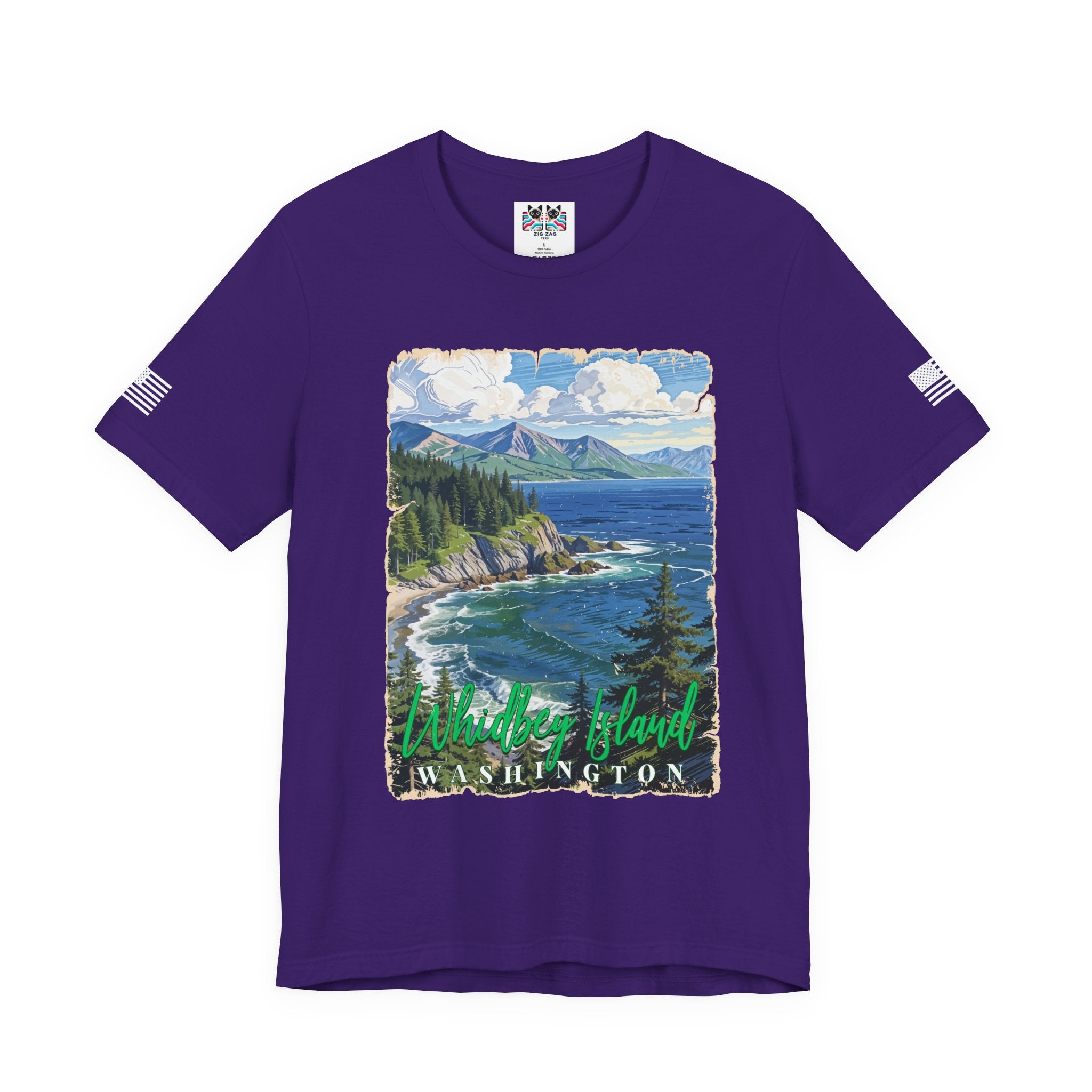 Whidbey Island Washington Vintage Coastal Travel Poster T-Shirt | Pacific Northwest Island Souvenir Tee