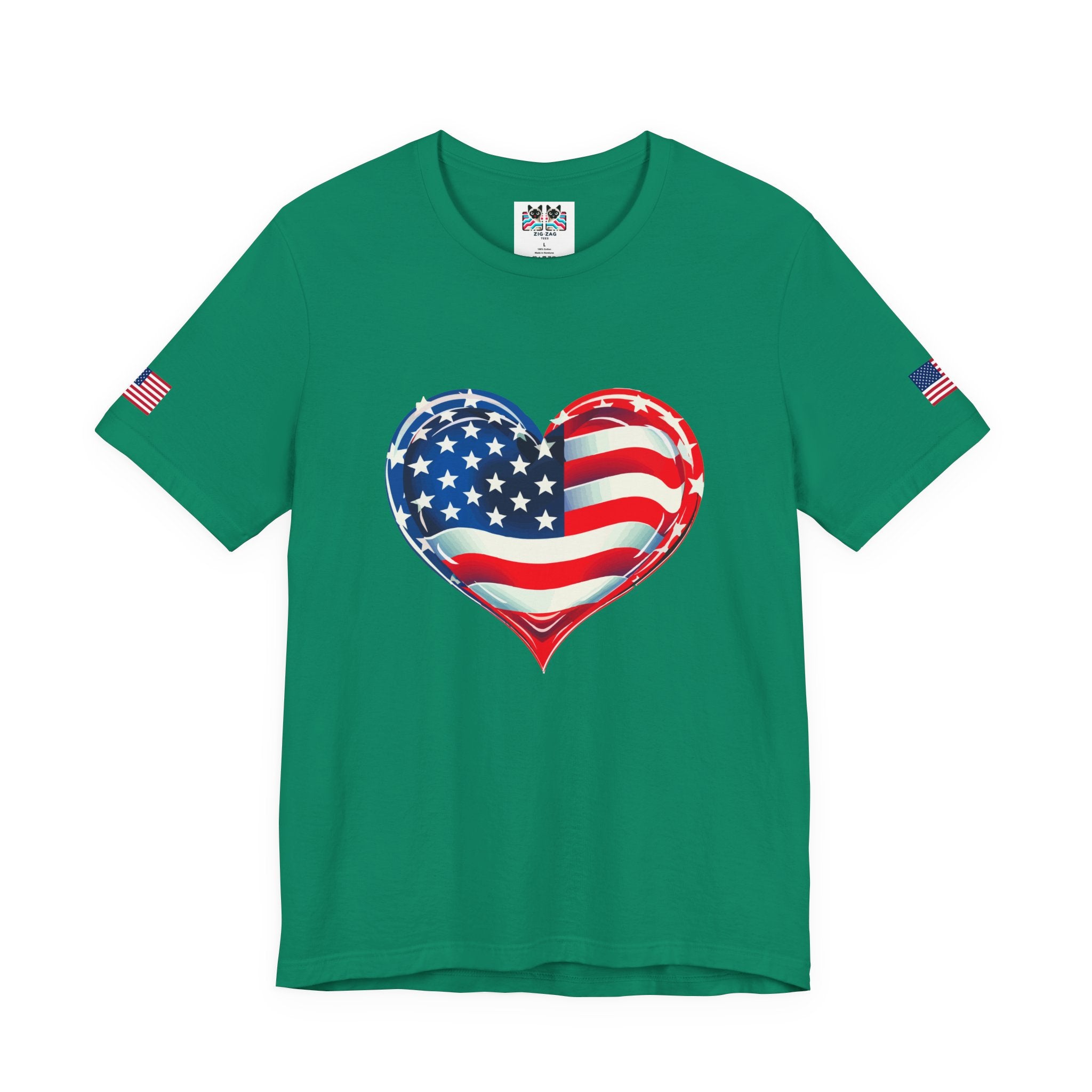 American Flag Heart T-Shirt – Love USA Patriotic Pride Graphic Tee