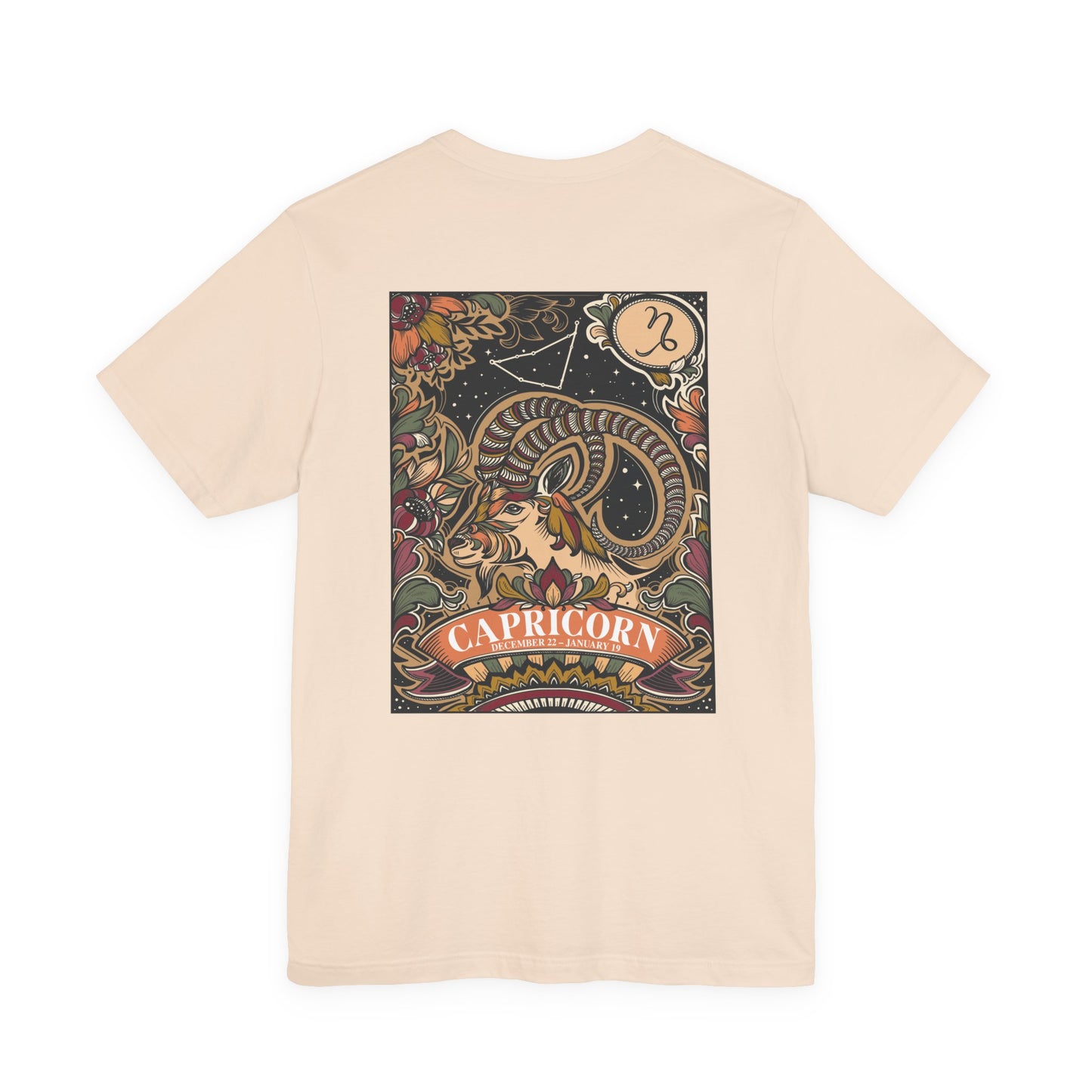 Capricorn Constellation & Floral Zodiac T-Shirt – December 22 to January 19