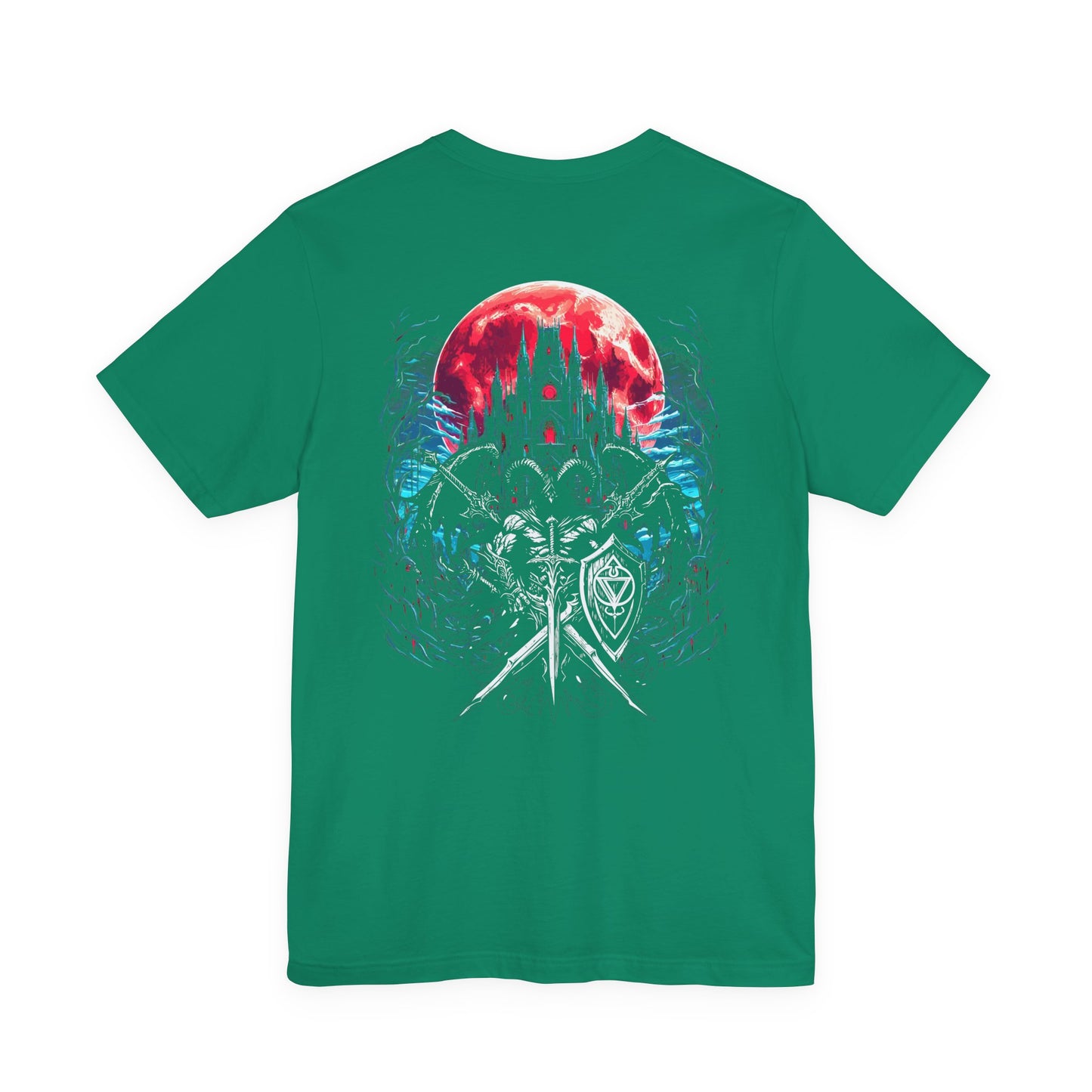 Blood Moon Dark Castle Paladin Swords Fantasy T-Shirt