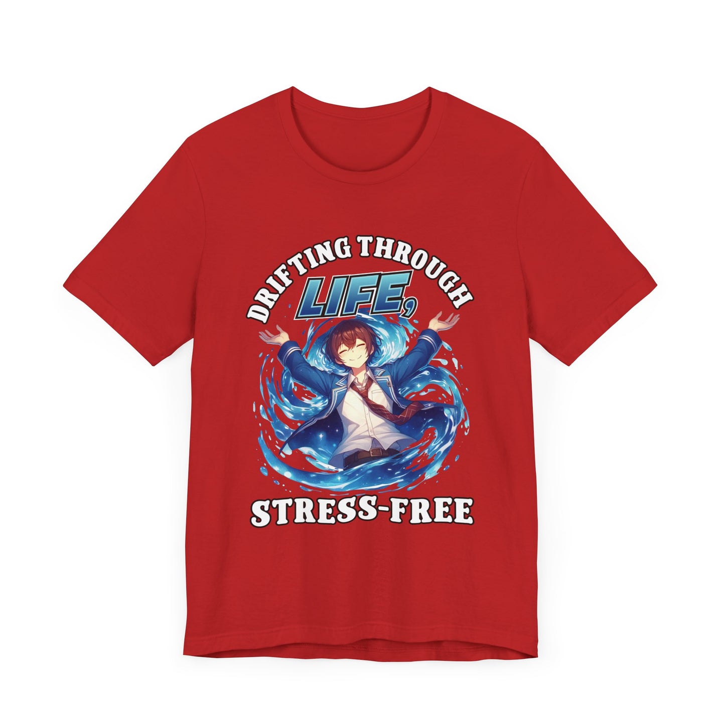 Let Go And Let Flow Shirt, Tranquil Anime Boy Tee, Water Energy Graphic T Shirt, Spiritual Release Apparel, Calm Vibes Minimalist Top