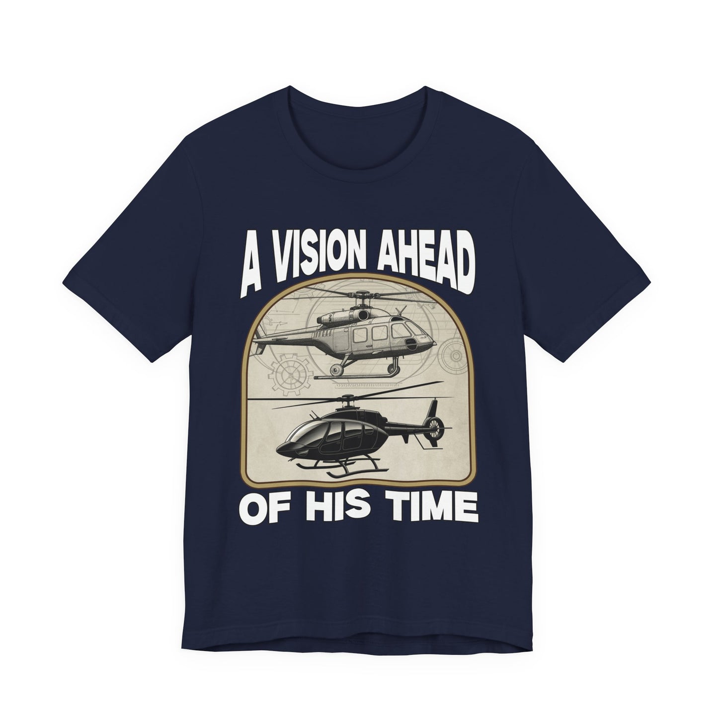 A Vision Ahead of His Time Tshirt – Da Vinci’s Helicopter and Modern Chopper Graphic