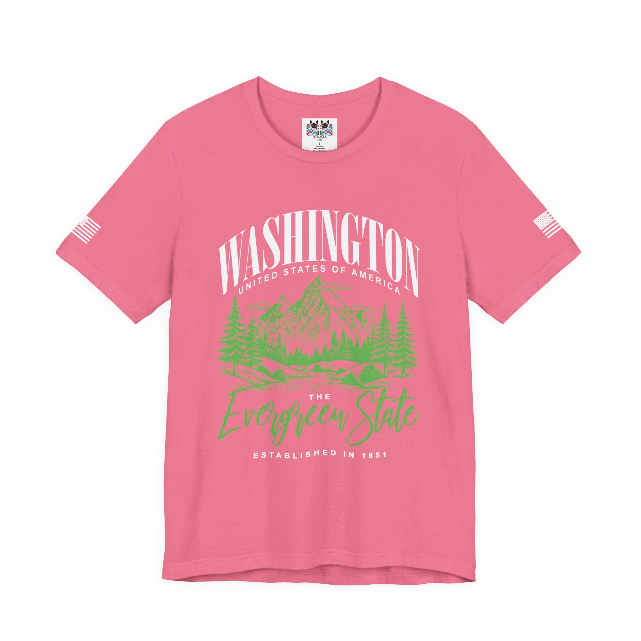 Washington The Evergreen State Mountain & Forest Nature Graphic T-Shirt | USA EST 1851 Pacific Northwest Tee