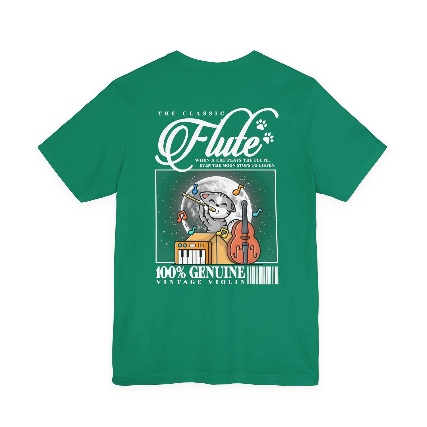 The Classic Flute Moonlight Cat Music T-Shirt
