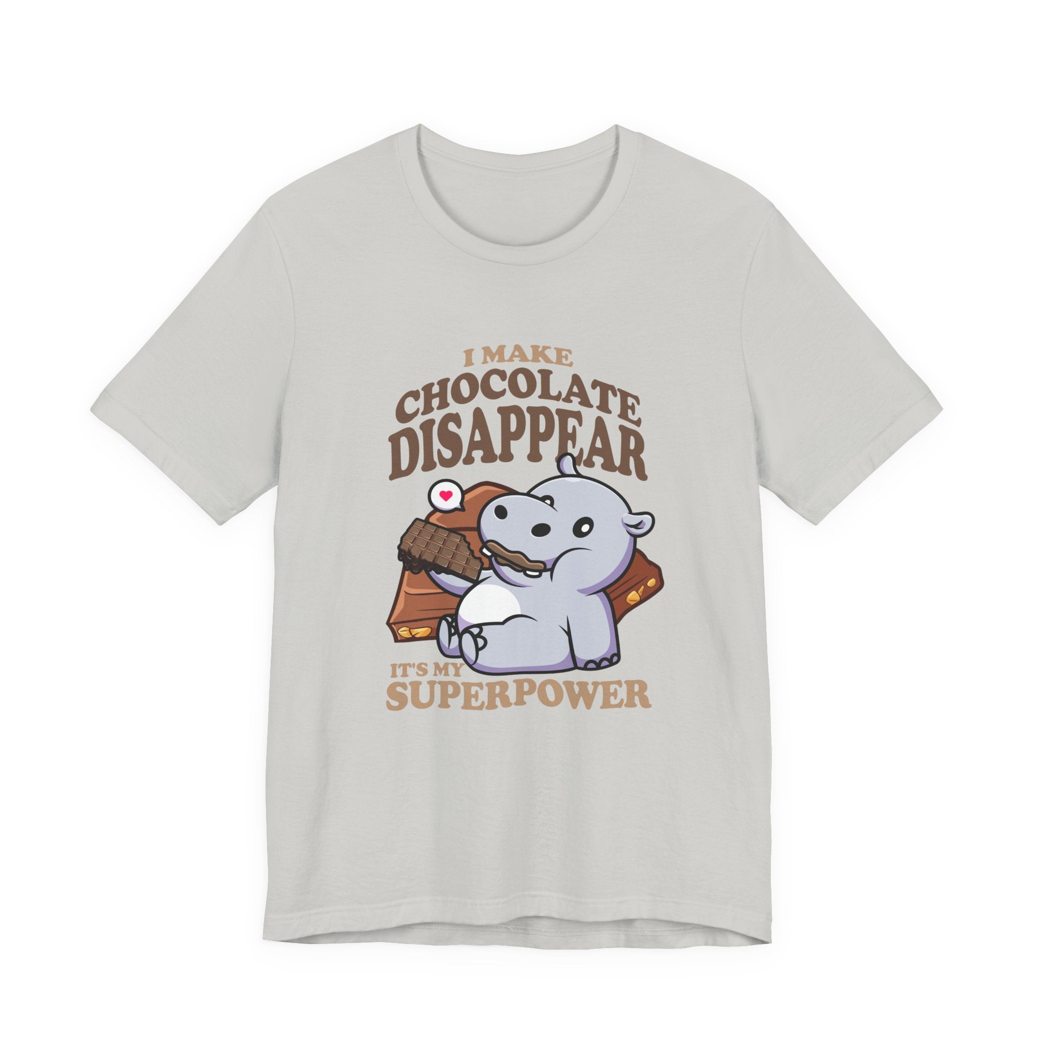 I Make Chocolate Disappear T-Shirt – Adorable Baby Rhino With Chocolate Funny Super Power Graphic Tee